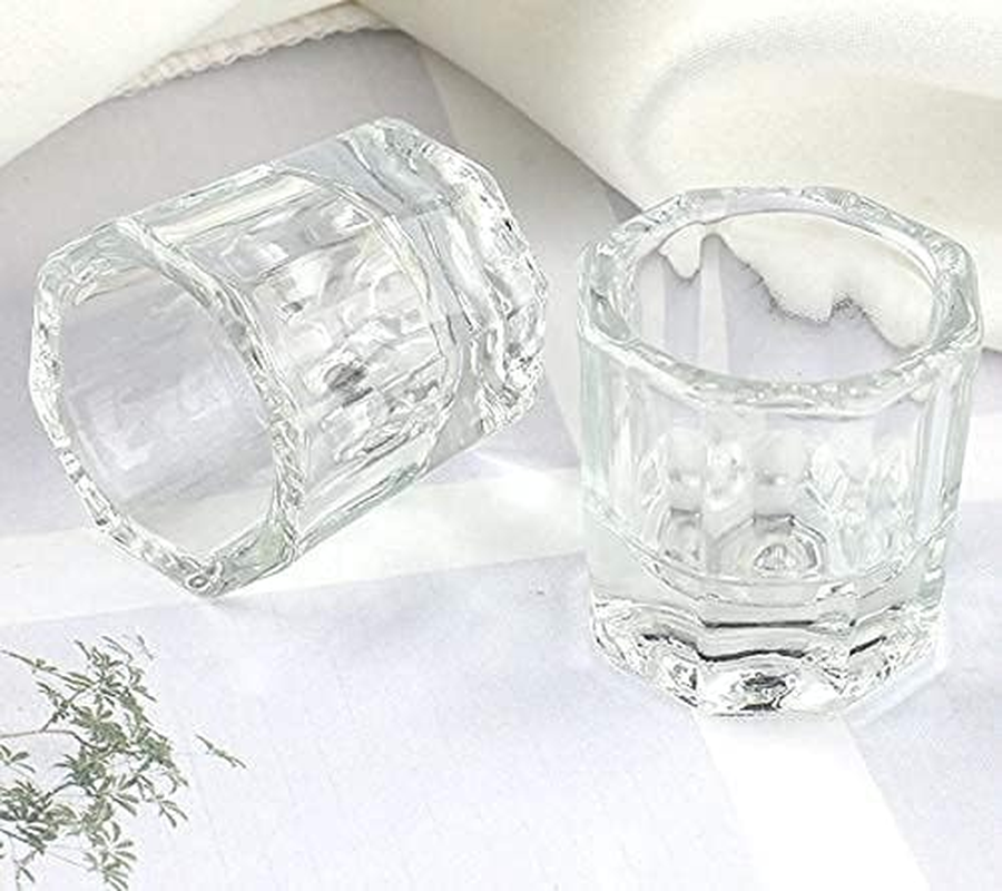 Pandaspa 2 Pieces Dappen Dish Crystal Bowl Glass Acrylic Nail Liquid Powder Nail Art (Pack of 2) - Pack Of 4 image number 2