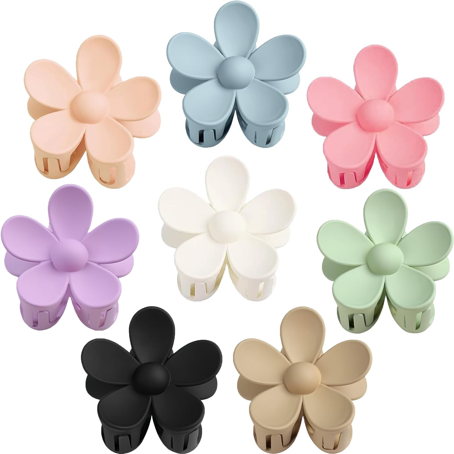 8PCS Flower Hair Clips Large Claw Clips for Women Thick Hair Cute Matte Hawaiian Dasiy Plumeria Hibiscus Hair Clips Strong Hold Non Slip for Women Girls Thin Hair Gifts 8 Colors