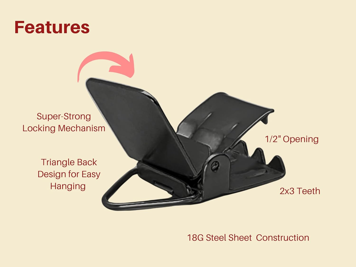 Wise Linkers Matte Black Hanging Clips Pack of 10 Triangle Back Medium Power for Tapestry Small Rugs,Towel, Shawl and Paintings By image number 3