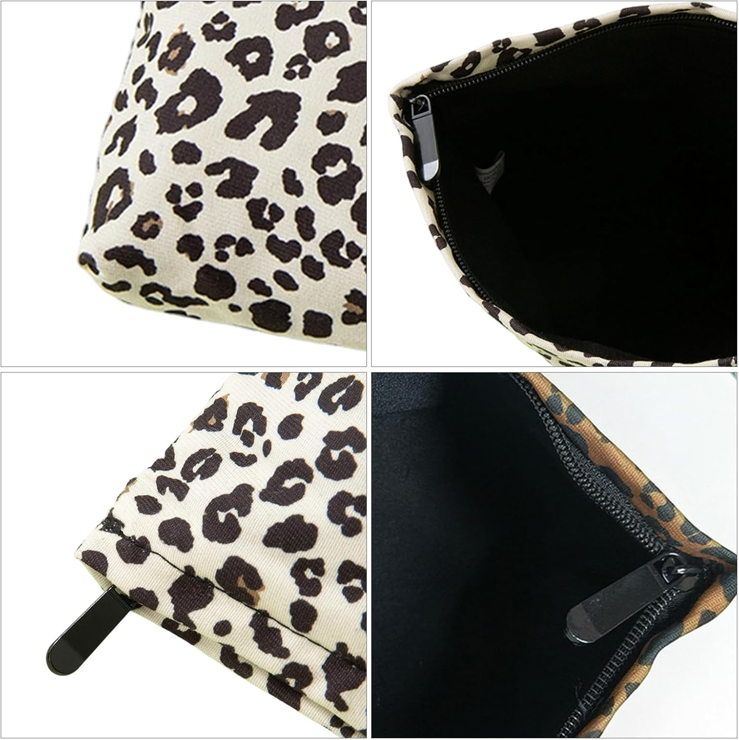 Pack of 2 Leopard Print Cosmetic Bag Toiletry Bag Small Cosmetic Bag with Zip Make up Bag Toiletry Bag Women for Girls Women image number 4