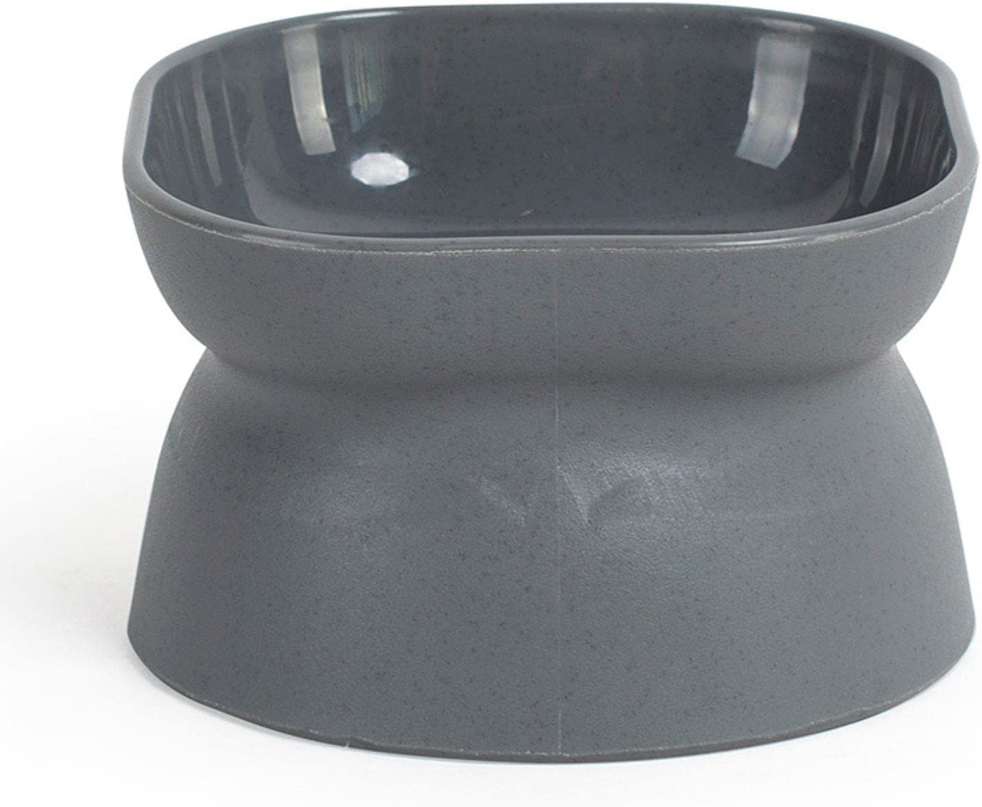 Cat Pet Bowl Cat Bowl Slant Mouth High Leg Neck Dog Bowl Large Capacity Cat Bowl Dog Bowl Pet Food Utensils-Dark Grey image number 2