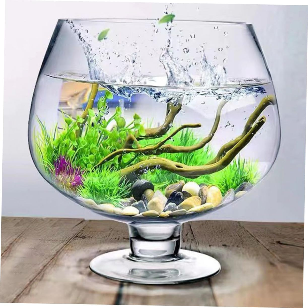 ABOOFAN Transparent Betta Tank Glass Fish Bowl Vase for Goldfish Small Aquatic Pets Eye Catching Tabletop Decoration for Home Office Versatile Capacity image number 1