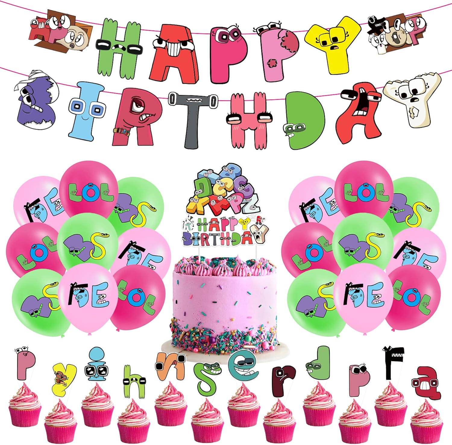Alphabet Birthday Party Decoration Alphabet Lore Party Decoration Birthday Alphabet Birthday Balloons Alphabet Lore Balloons Birthday Alphabet Cake Topper Alphabet Lore Birthday Garland image number 2