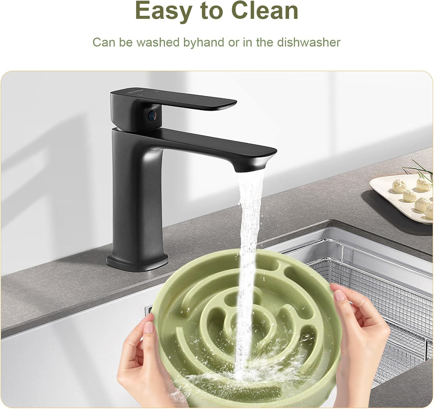 Slow Feeder Dog Bowl with Suction Cups - Anti-Slip Base Silicone Slow Feeder Dog Bowls Reduces Boredom & Anxiety,Dog Bowl Perfect for Dogs of All Breeds (Green) image number 5