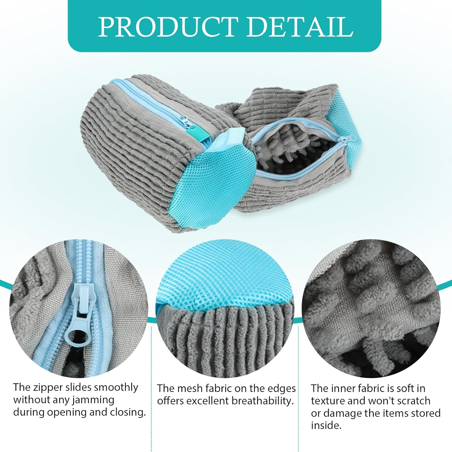 2 Pcs Shoe Laundry Bags for Washing Machine - Reusable Mesh Wash Bags with Zipper & Hook | 360 Degree Protection for Sneakers, Running Shoes & Delicate Clothing | Grey (20X12Cm)