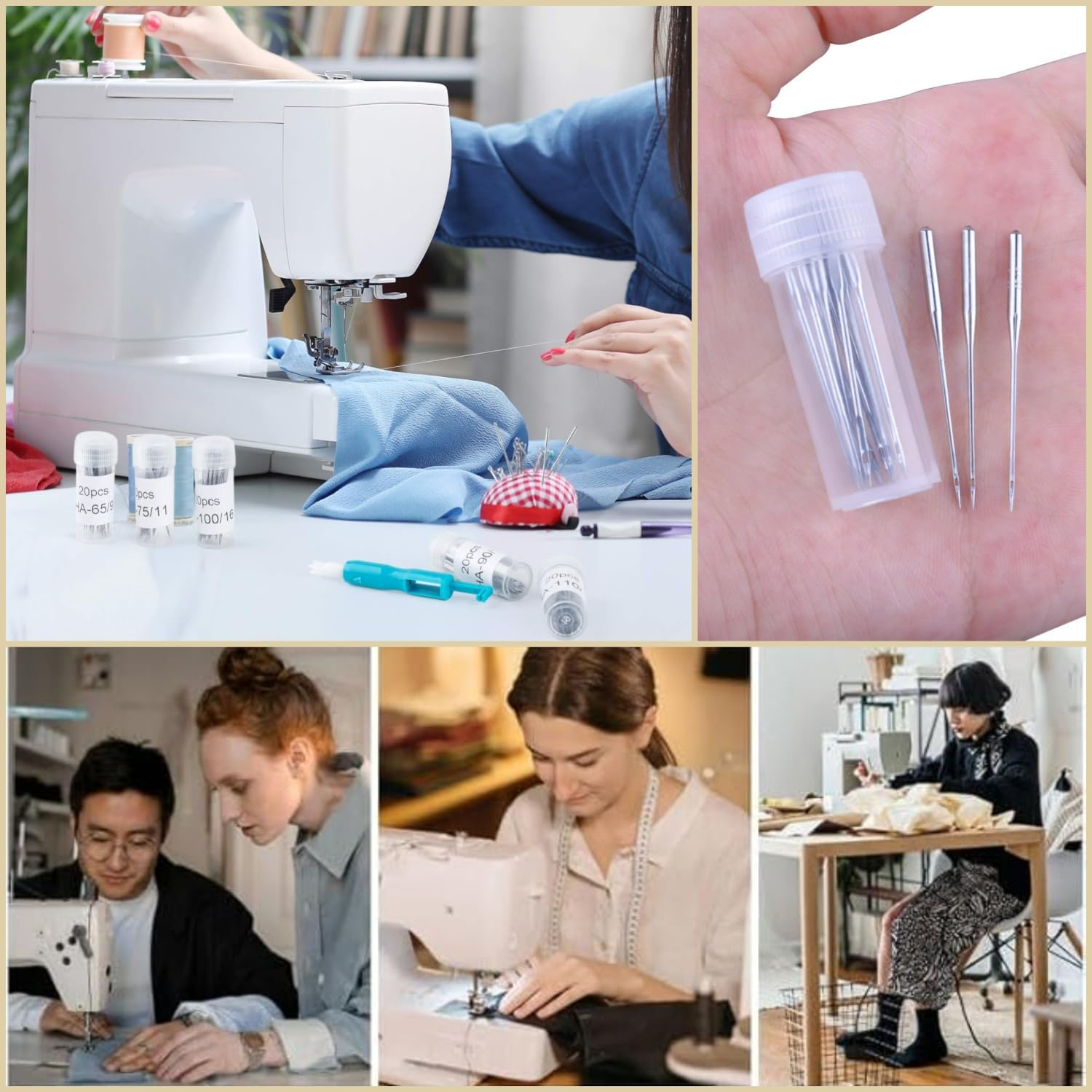 Taicols Sewing Machine Needles, 60 Pcs Universal Sewing Machine Needles, Sewing Needles, Heavy Duty Standard Needles for Singer, Brother, Janome, Varmax, Size 65/9, 75/11, 80/12, 90/14, 100/16, 110/18 image number 4