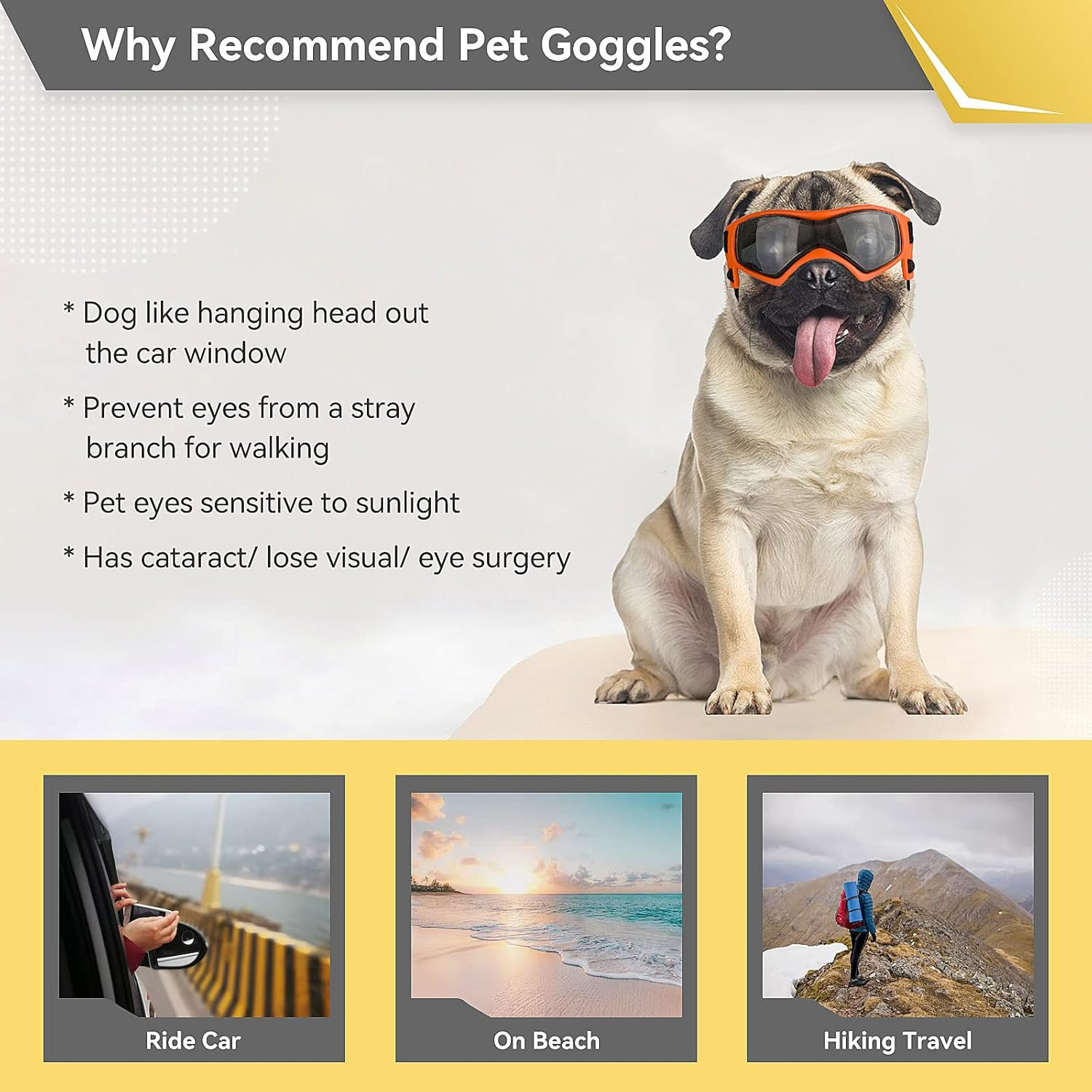 NAMSAN Dog Eye Protection Sunglasses Easy Fit Stylish for Small Medium Dogs Orange image number 4