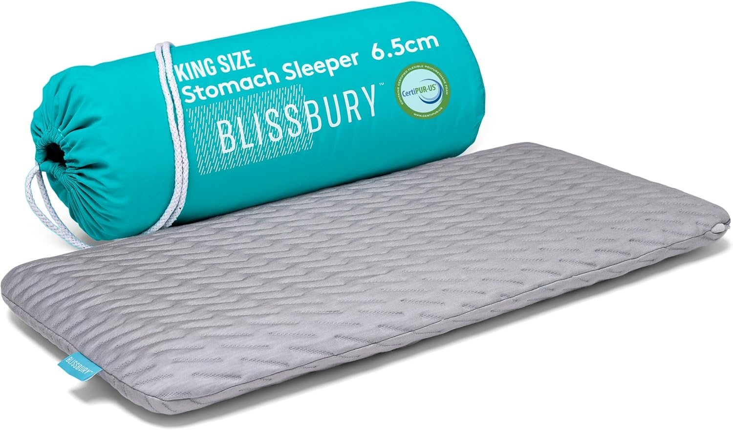 BLISSBURY King Thin 6.5Cm Stomach Sleeping Memory Foam Pillow. Slim, Flat, Cooling Sleep for Belly or Back with Soft Washable Cover, Neck and Head Support for Men and Women Bedding Accessories image number 2