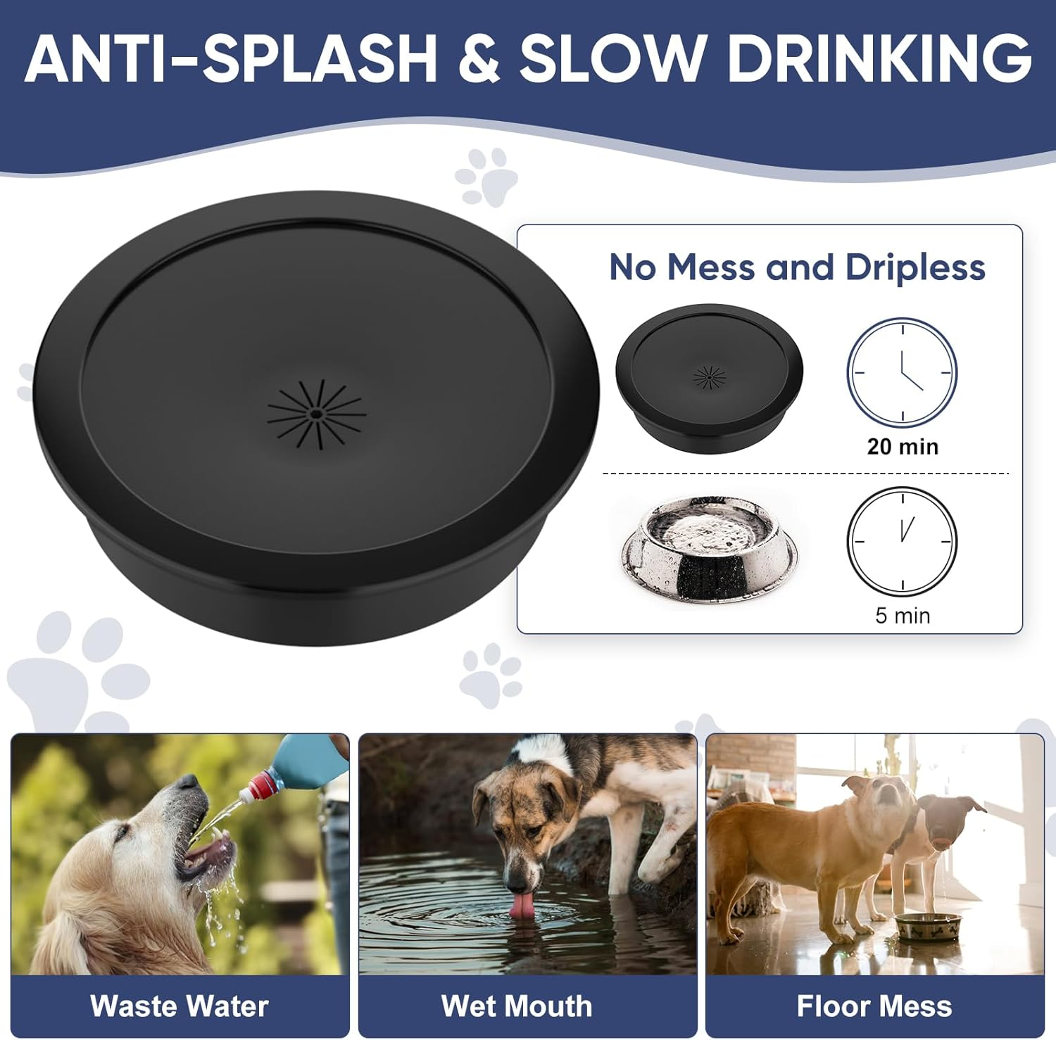 Slow Feeder Dog Bowl Stand - Elevated Dog Food and Water Bowl Set for Large Medium Sized, 4 Heights Adjustable, Non-Slip, Durable, Prevents Bloating & Improves Digestion Black image number 5