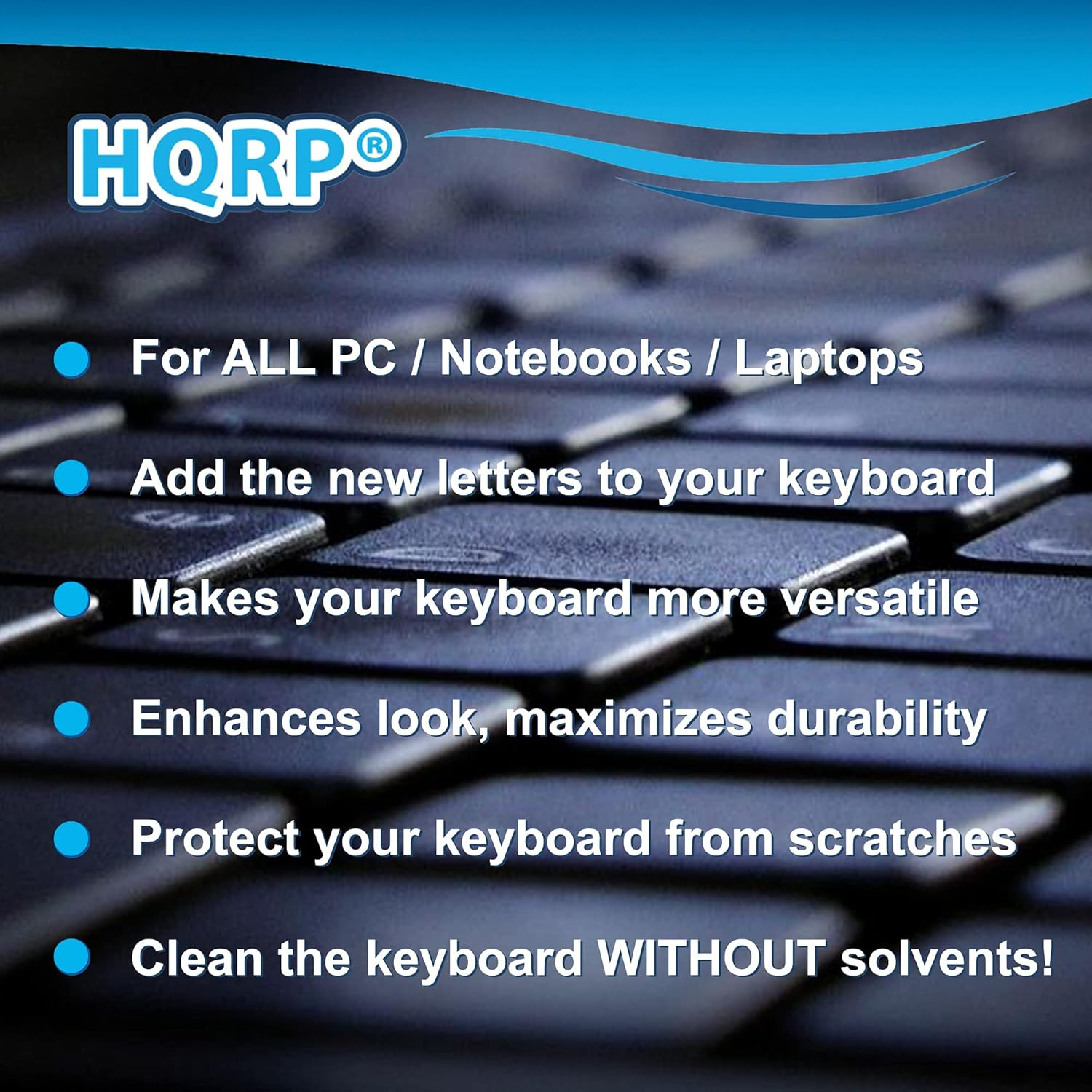 HQRP NEW Cyrillic Alphabet Russian/Ukrainian Laminated Keyboard Stickers on Transparent Background with White Lettering for All Pc/Desktops/Laptops/Notebooks/Computers - Blue image number 2