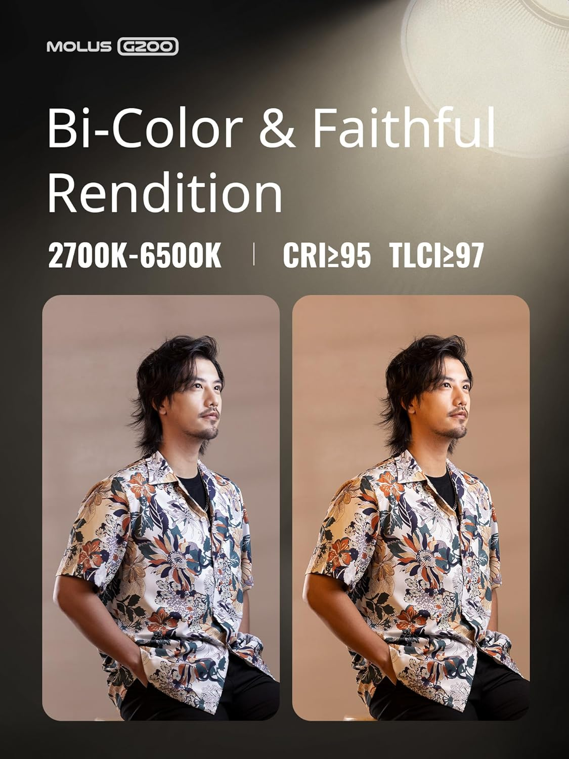 ZHIYUN Molus G200 200W COB Video Light with Bowens Mount,85800Lux/M 2700K-6500K and ZY Vega APP Control,Ultra Quiet Dynavort Cooling System image number 6