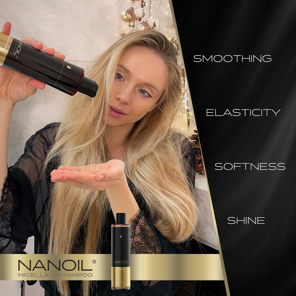 NANOIL Micellar Shampoo with Liquid Silk, Smoothing, Smoothing, More Elasticity, Clean Hair and Scalp, 300 Ml image number 4