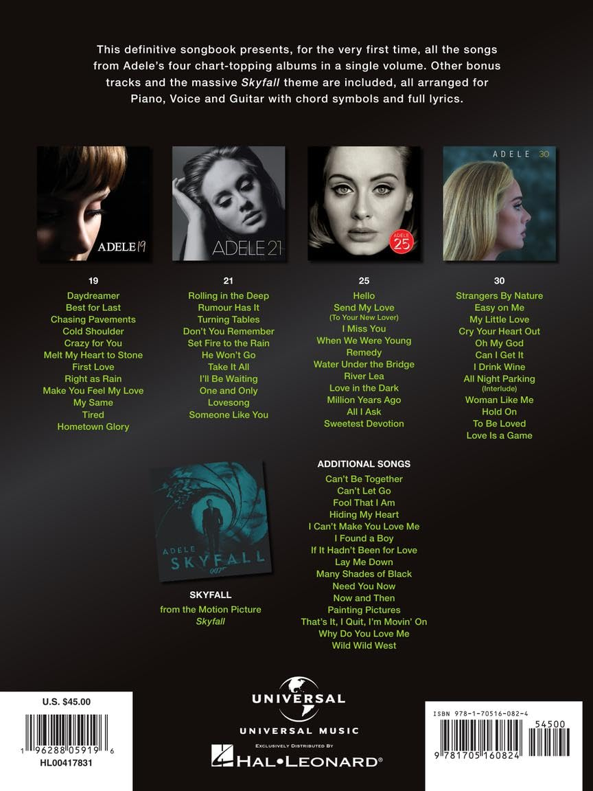 Adele: the Complete Collection 62 Songs for Piano Voice and Guitar Sheet Music with Chords and Lyrics Ultimate Songbook Featuring Rolling in the Deep Someone like You Skyfall and More image number 3