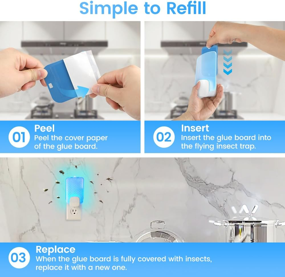 15 Pack Refill Cartridges Compatible with Raid Essentials Flying Insect Light Trap, Extra Sticky Refill Cartridges for Flying Insect Light Trap for Effective Pest Control, Odorless and Pet Safe image number 6