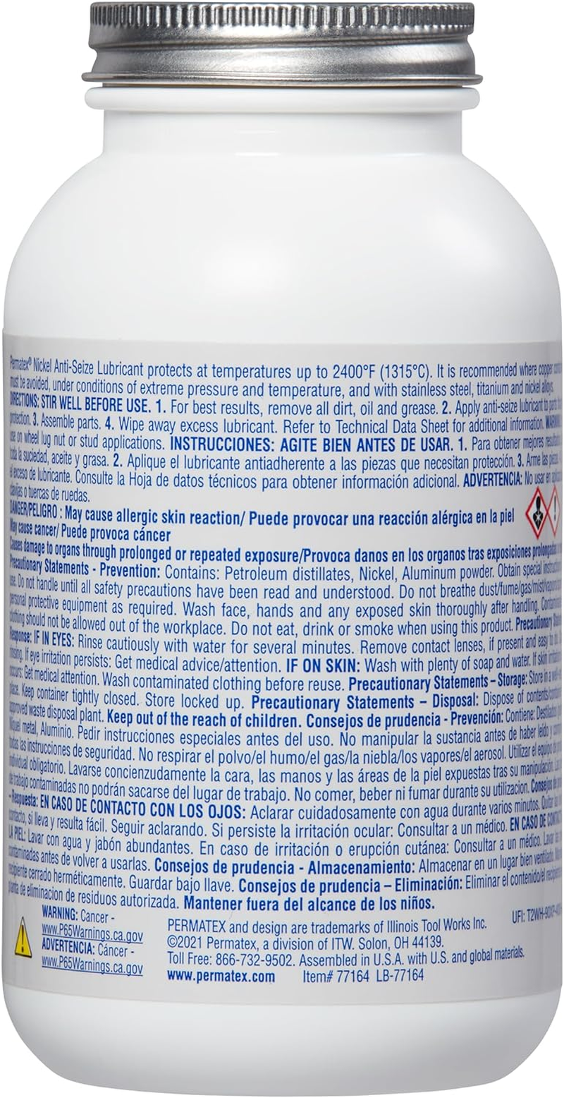 Permatex Nickel Antiseize Lubricant Bottle, 453 G image number 3
