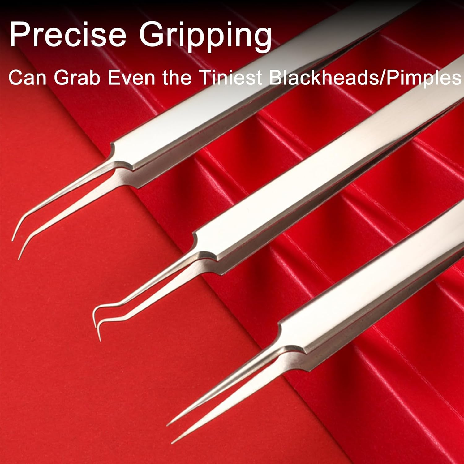 Luzcauwy Professional Facial Blackhead Remover Tweezers, Stainless Steel Acne Clip for Ingrown Hair Removal, Precision Blackhead Remover Tool and Pimple Popping Kit for Skin Care Use image number 6