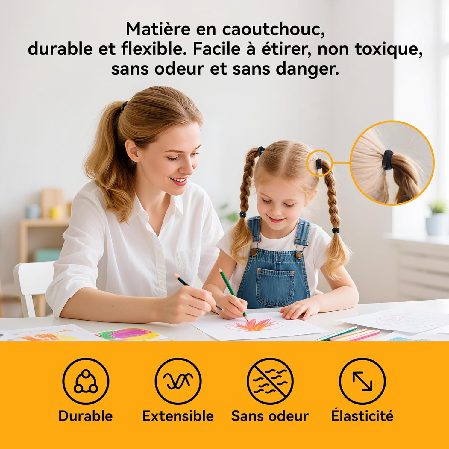 1000 Pieces Black Hair Ties Mini Hair Bands Small Hair Ties Hair Accessories for Women Girls for Braids and Hairstyles DIY image number 4