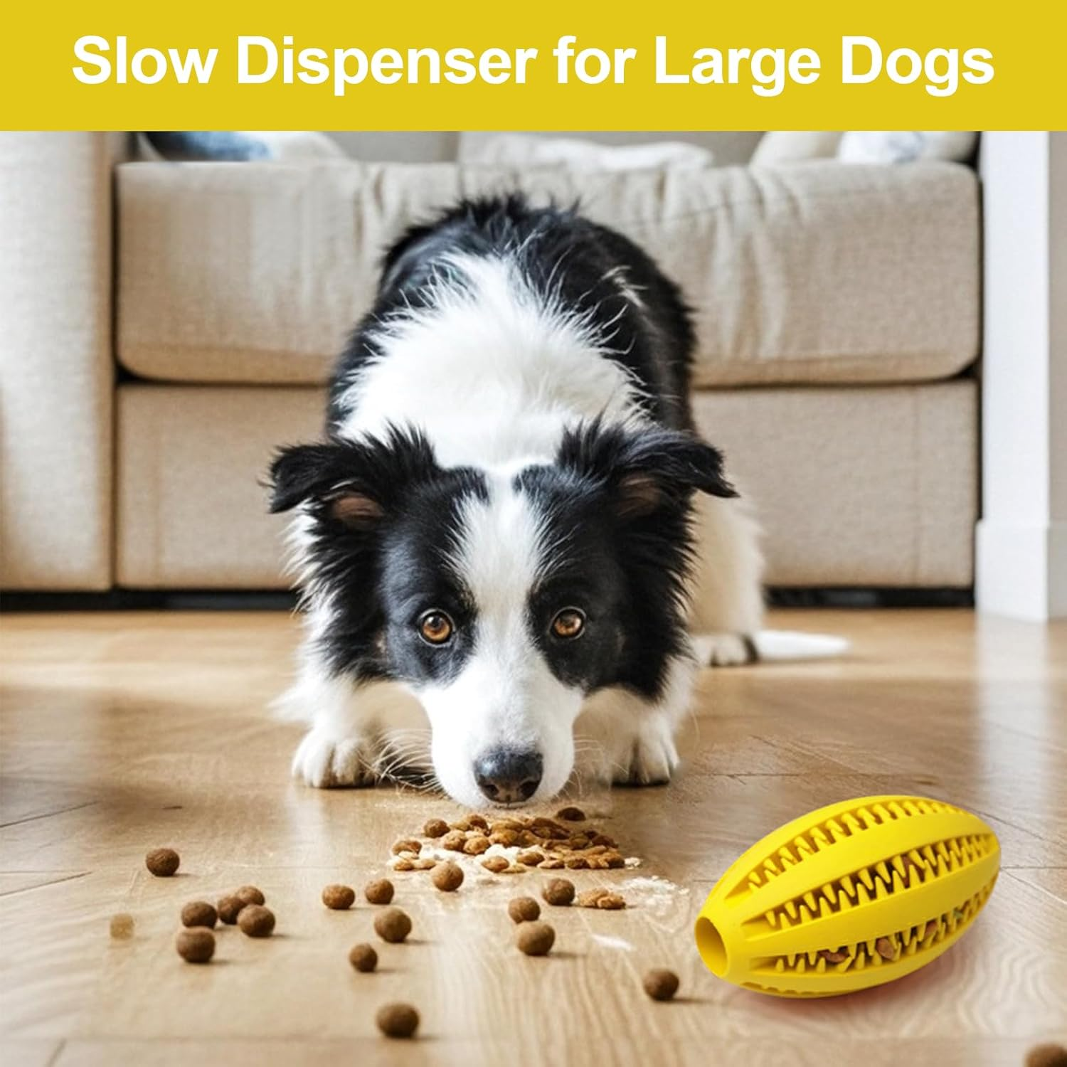 Proxima Direct Dog Toy Balls for Large Dogs, 2 Pack Dog Chew Toys for Slow Feeding Teeth Cleaning, Oval Interactive Pet Ball Toy for Training Fetch Game Relieve Boredom Durable Outdoor Indoor