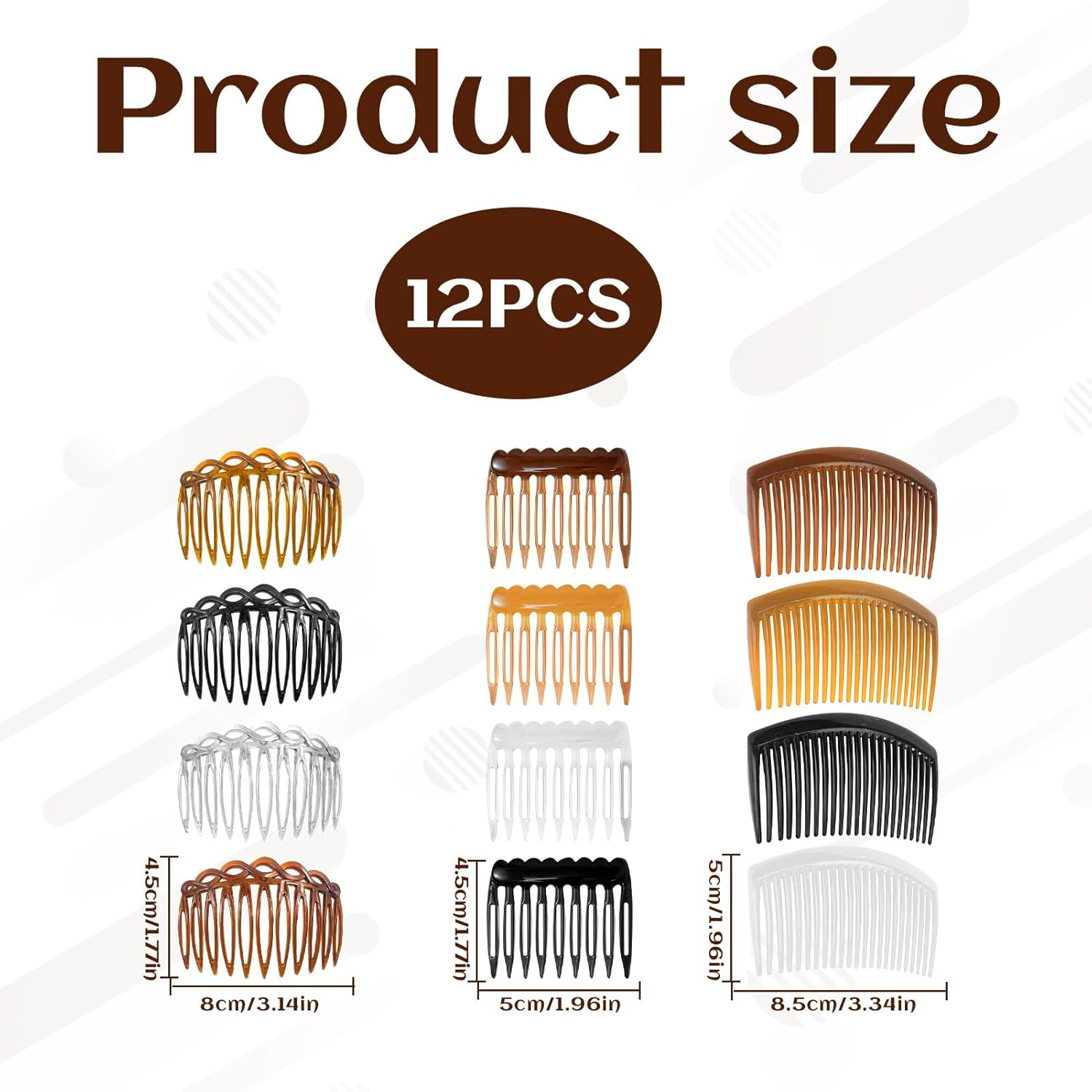 Comb Clip, Small French Comb, Hair Combs, 12 Pieces Plastic Teeth Hair Combs, Accessories for Women Bridal Wedding Veil Girls Thick and Fine Hair, Plastic Hair Twist Decorative Comb. image number 2