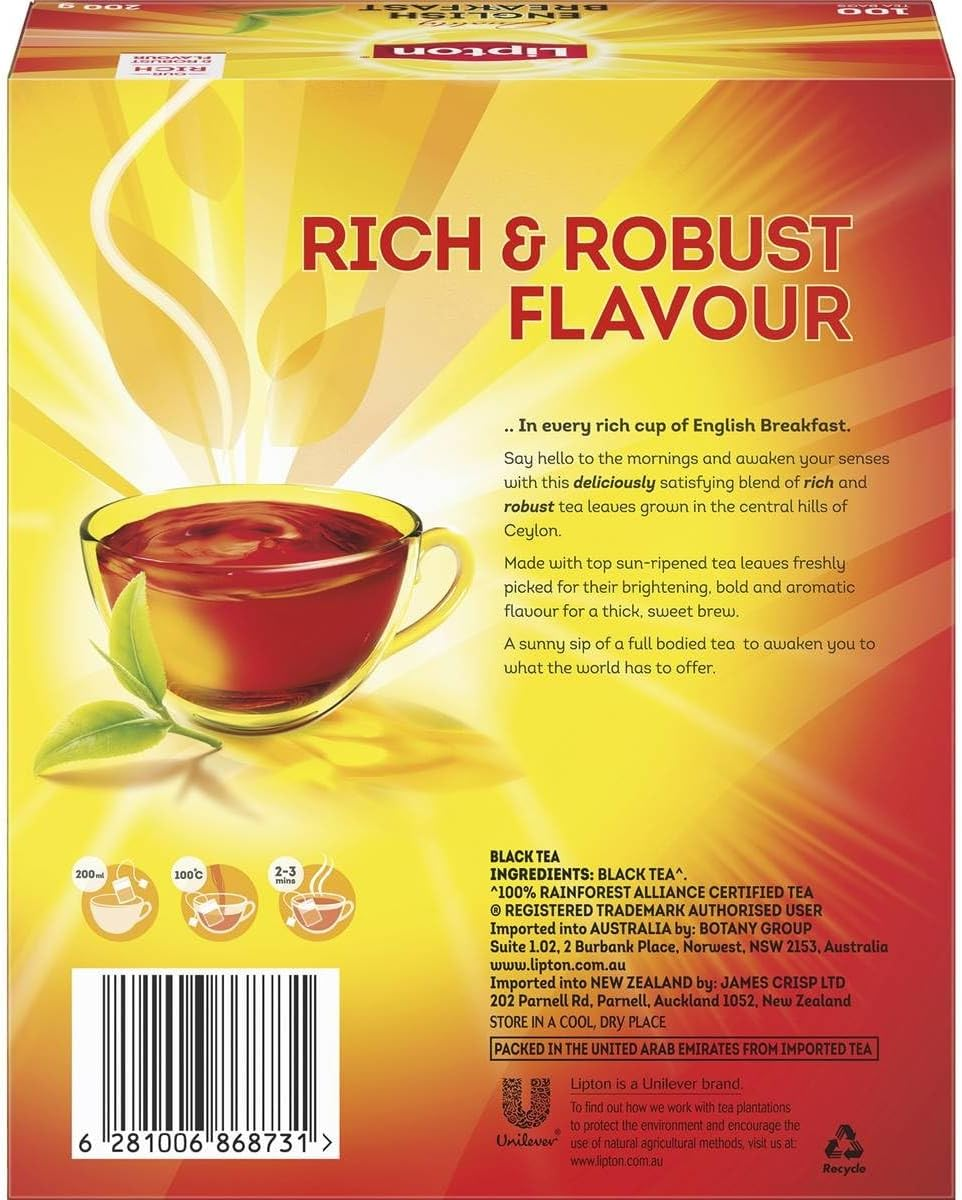 Lipton Original English Breakfast 100 Tea Bag image number 1