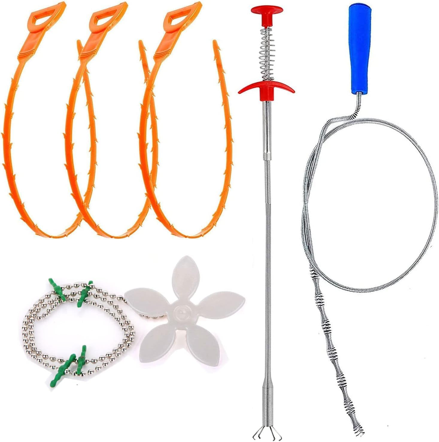 Forlivese Drain Snake,6 Pack Shower Drain Unblocker,Multifunctional Sink Unblocker Tool 6 in 1,Reusable Drain Unblocker Hair for Sewer, Bathroom Drainage,Kitchen Sinks image number 1