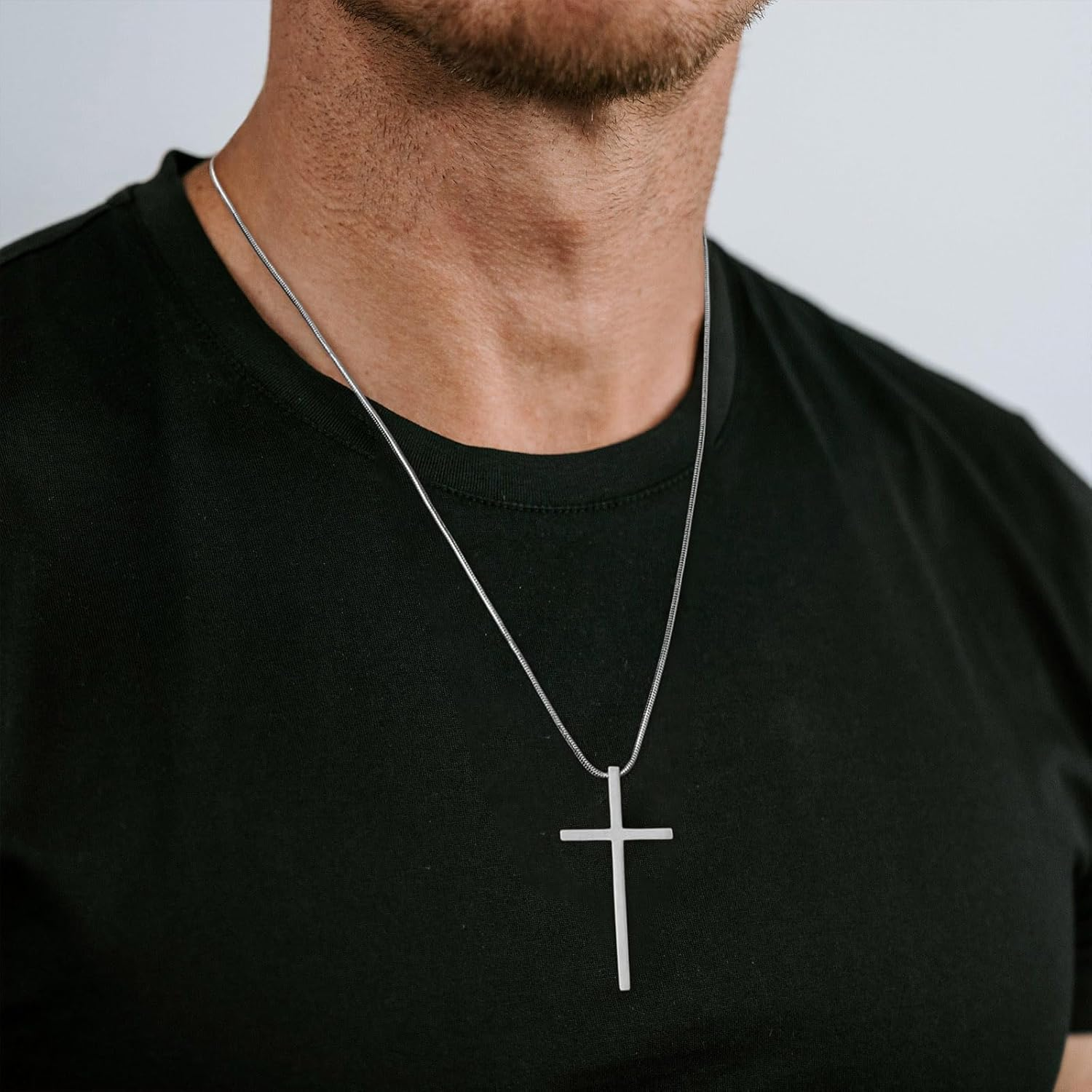 HZMAN Philippians 4:13 Cross Pendant STRENGTH Bible Verse Stainless Steel Necklace