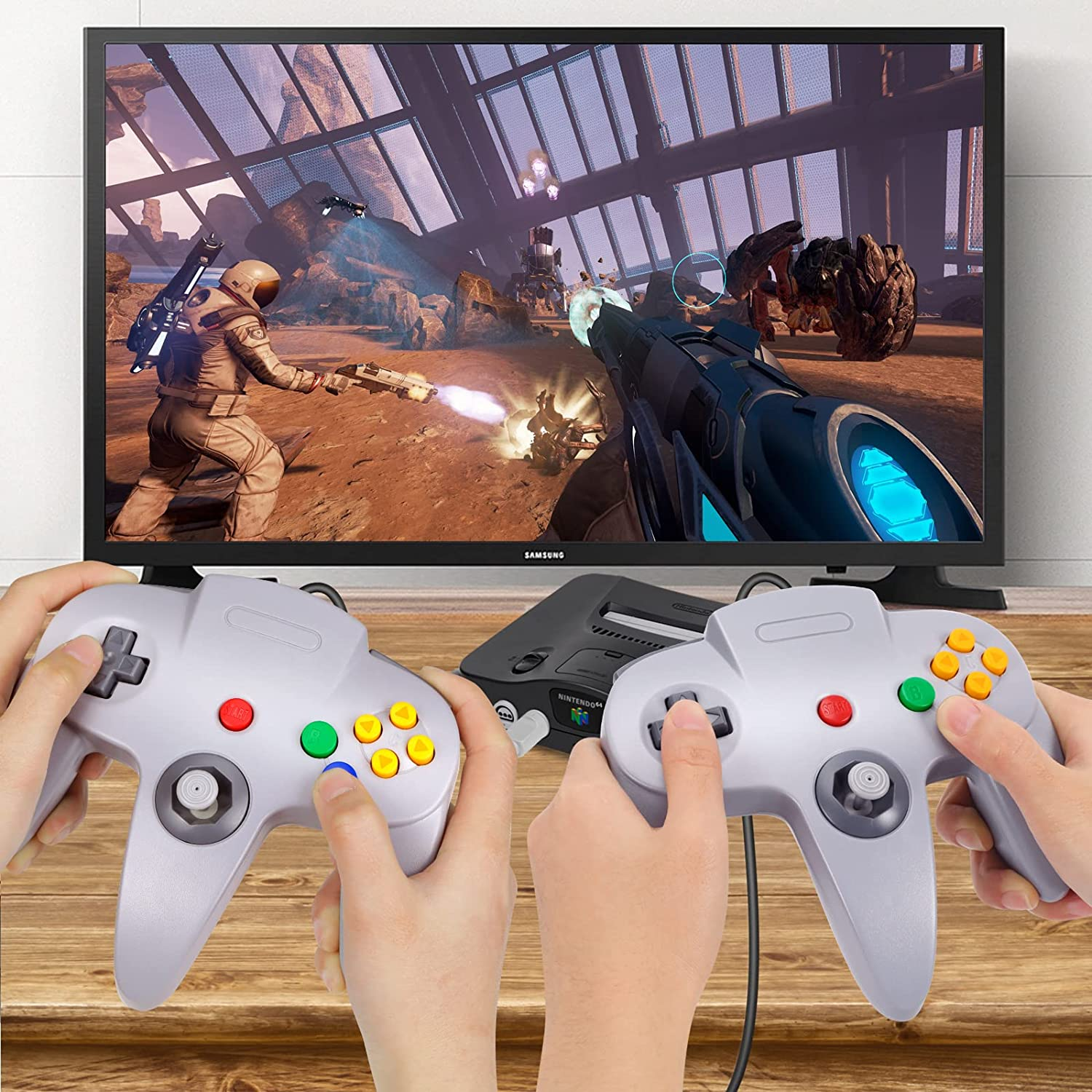 2 Pack N64 Controller, FISUPER Wired Classic Game Controller Gamepad Joystick for N64 Console (Gray) image number 4