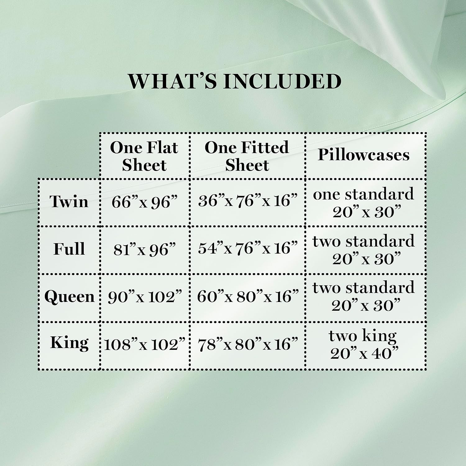 MARTHA STEWART 100% Cotton King Sheets Set - 4 Piece, Soft, Smooth, Durable, Easy Care, 16" Deep Pocket Sheet, Bedding Sheet, Sateen Sheet, 1 Flat, 1 Fitted, 2 Pillowcases, Dorm Essential, Mint Green image number 5