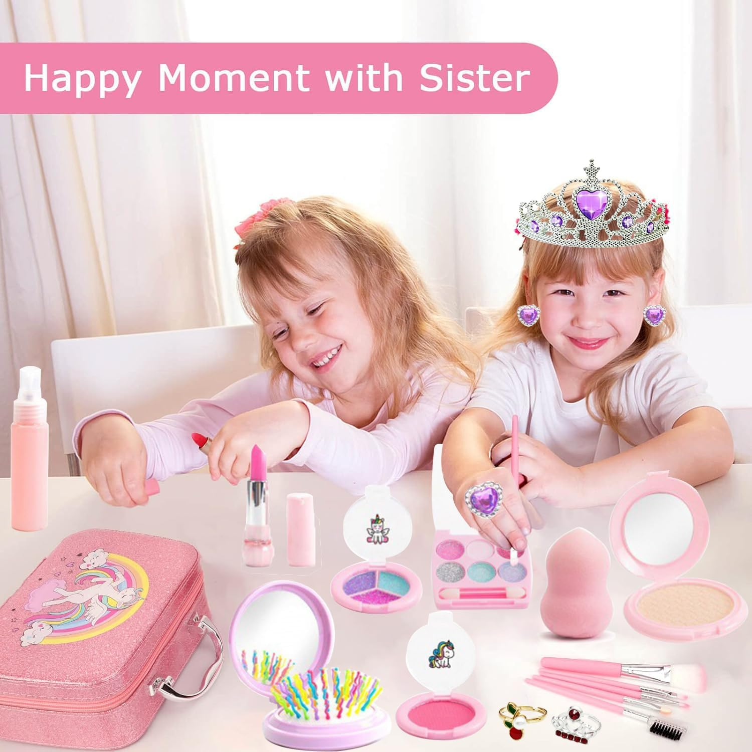 Kids Washable Makeup Girls Toys, Girls Makeup Kit for Kids Make up Set Real Makeup for Kid Little Girls Toddlers Children Princess Christmas Birthday Gifts Toys for 3 4 5 6 7 8 9 10 Year Old (Unicorn) image number 2