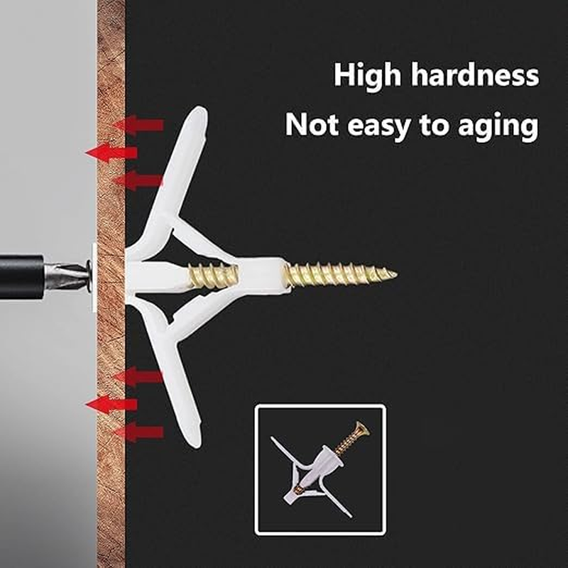 WEZCHUGHAOL 50 Sets Drywall Anchor Kit Hollow Wall Anchor with Screws for Drywall Gypsum Board (Butterfly/Airplane Type) (Airplane Type)