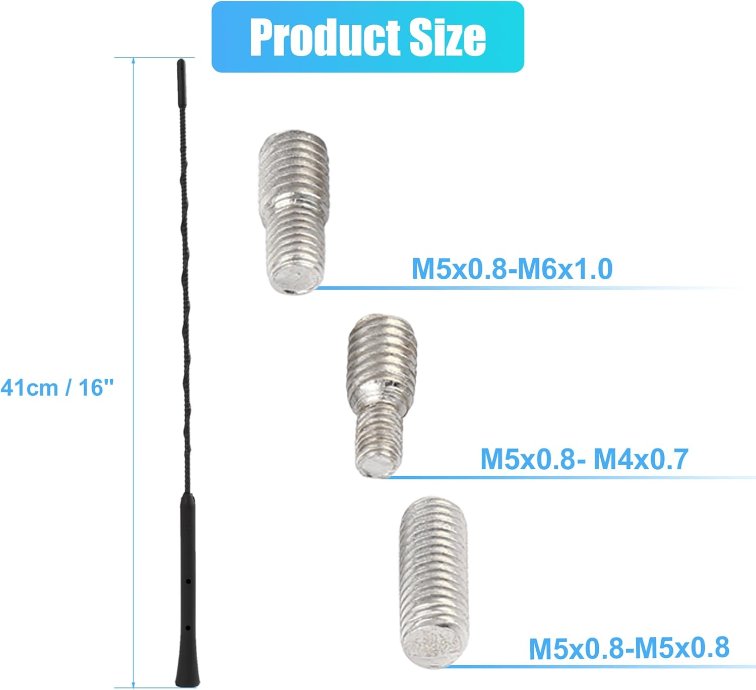 X AUTOHAUX 16" Universal Car Antenna Radio AM FM Antenna Aerial Flexible Antenna 40.5Cm Radio Antenna Booster Signal Roof Mast Replacement Black image number 3