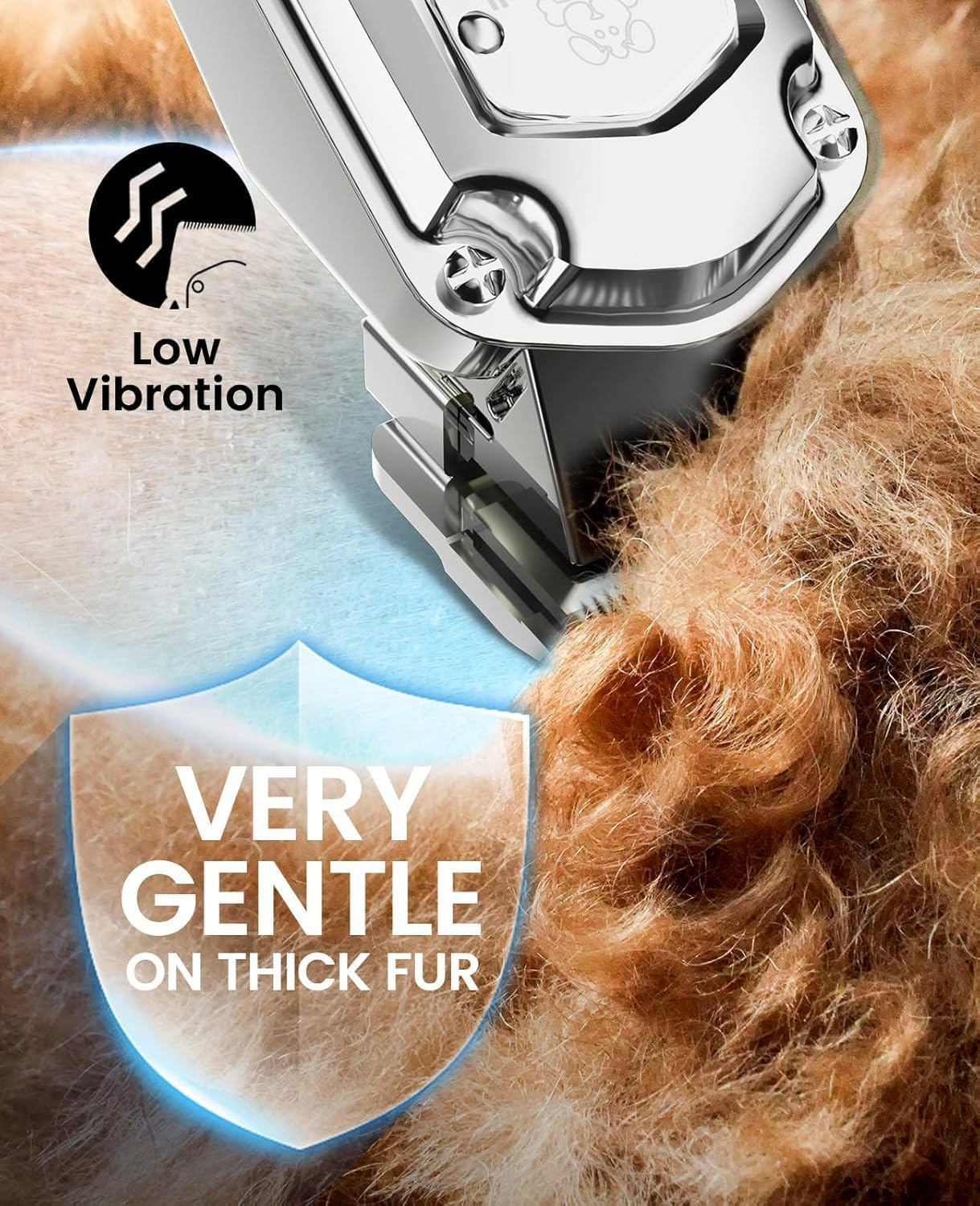 Oneisall Quiet Dog Clipper with Metal Guide Comb, Professional Cordless Dog Clipper High Performance Pet Hair Trimmer for Thick/Curly/Fine/Long/Wavy Hair (Silver) image number 5