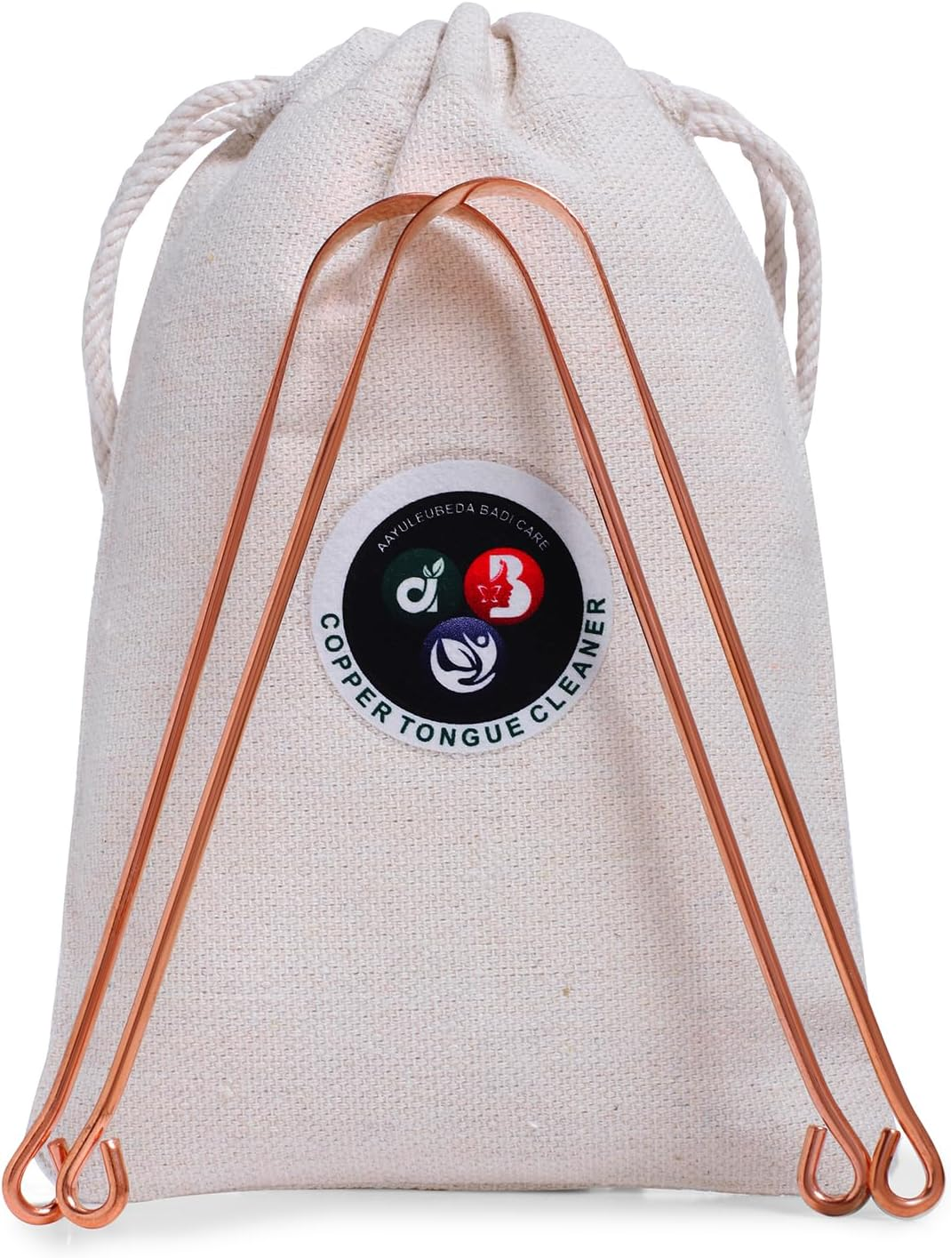 ABC Copper Tongue Cleaner for Kids & Adults | Made up of 100% Pure Copper | Optimal for Oral Hygiene and Bad Breath Treatment | Ayurvedic Tongue Scraper for Bad Breath (Round) - Pack of 2