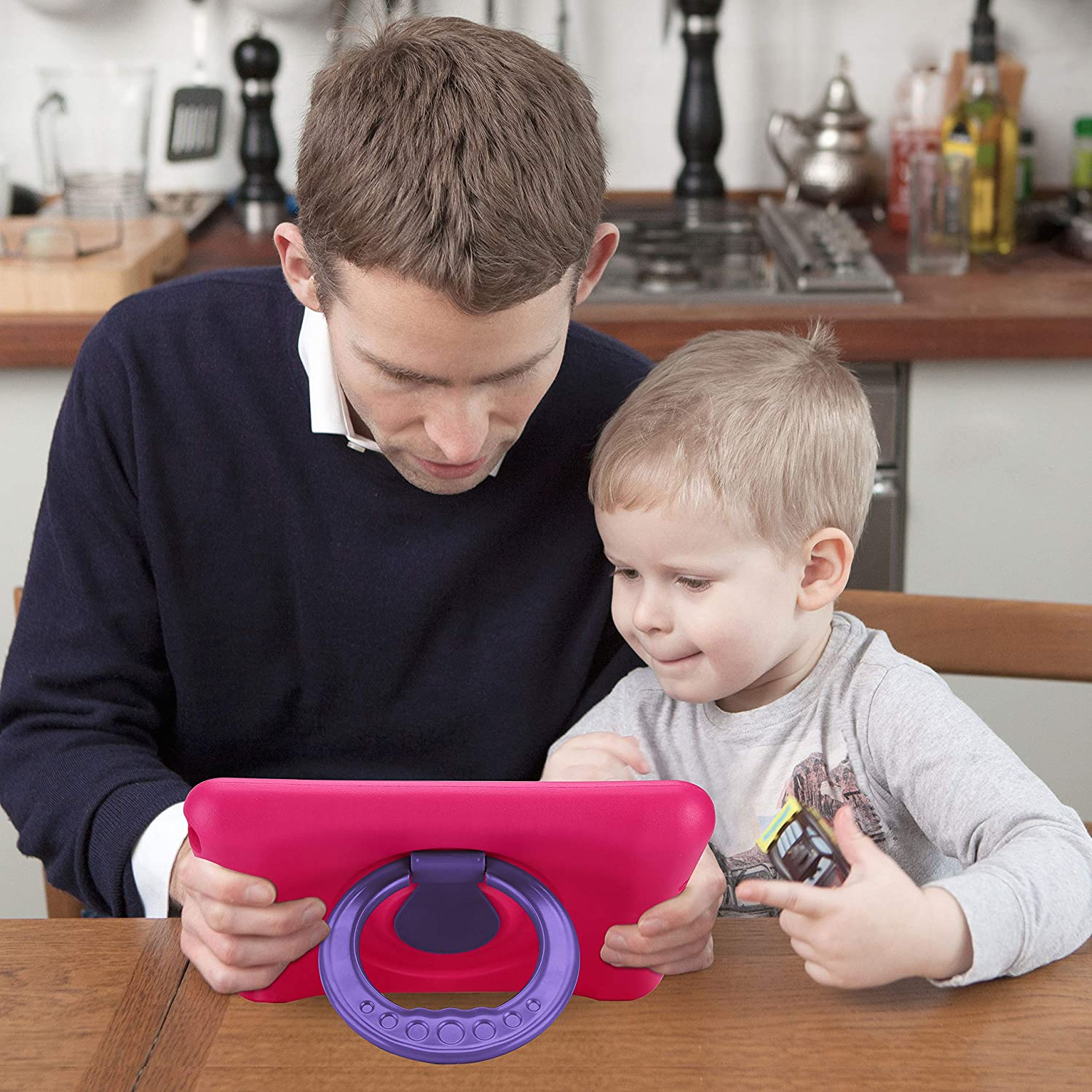 Procase Kids Case for Ipad 10.2 9Th Gen 2021/ 10.2 8Th Gen 2020 / 7Th Gen 2019 /Ipad Air 10.5 3Rd Gen/Ipad Pro 10.5, Durable Shockproof Light Weight Protective Cover with Rotatable Kickstand and Grip -Magenta image number 5