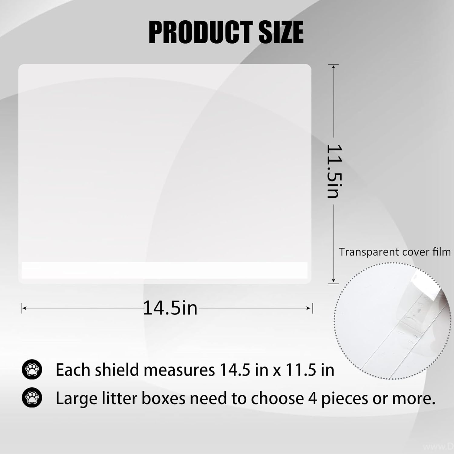 YOILES 3Pcs Cat Litter Box Pee Shields,Transparent Easy Clean Litter Box Splash Guard for Open Top Litter Pan 14.5&times;11.5In- Litter Box Not Included image number 6