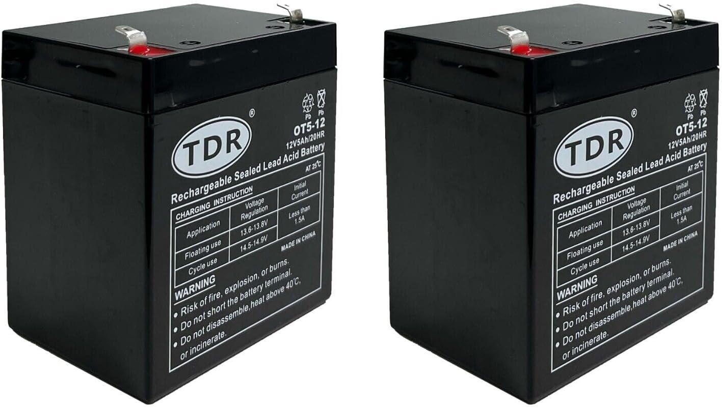 TDR 2Pcs OT5-12 12V 5Ah Sealed Lead Acid SLA Compact Battery Scooters Golf Carts Dust Collectors Mowers Alarm Systems Marine Equipment Power Tools image number 1