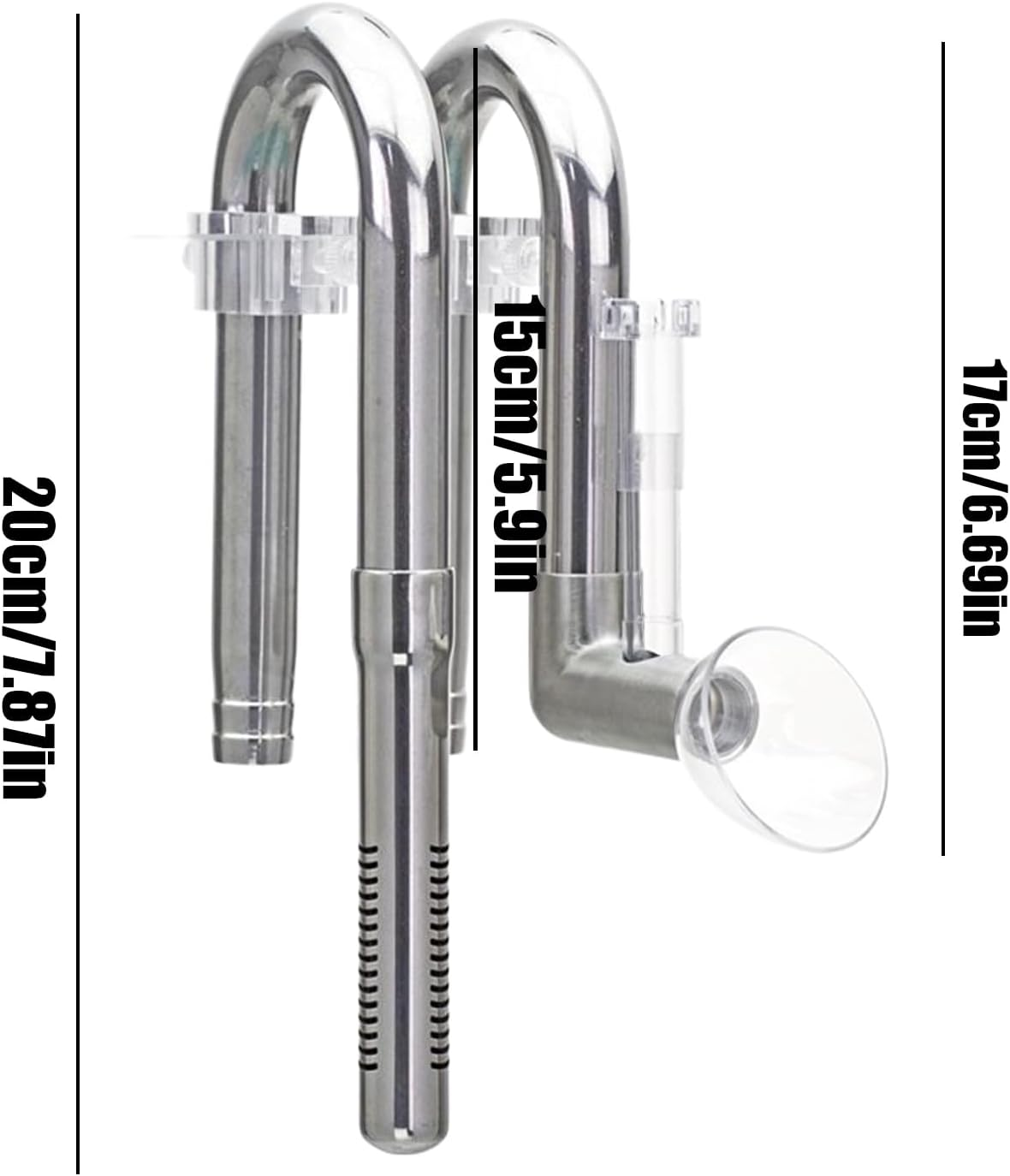 Nuytghr Inflow Outflow Pipe Aquarium, Fish Tank Skimmer, Oil Removal Tube, 24X9.5X5Cm, Adjustable Stainless Steel Accessory, for High Strength Filtration, Professional Aquatic Setups image number 1