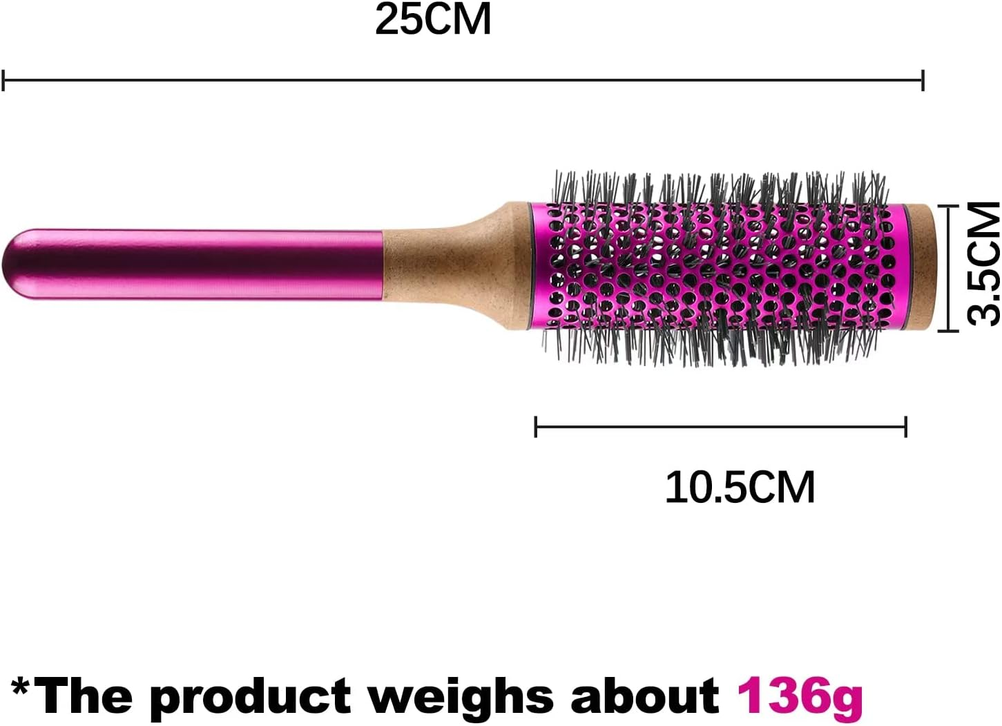 35Mm/1.4Inch round Brush Comb for Dyson Hair Styling and Salon Blowout, Weighted Handle Vented Barrel Brush for Blow Drying, Curling, Straightening image number 3