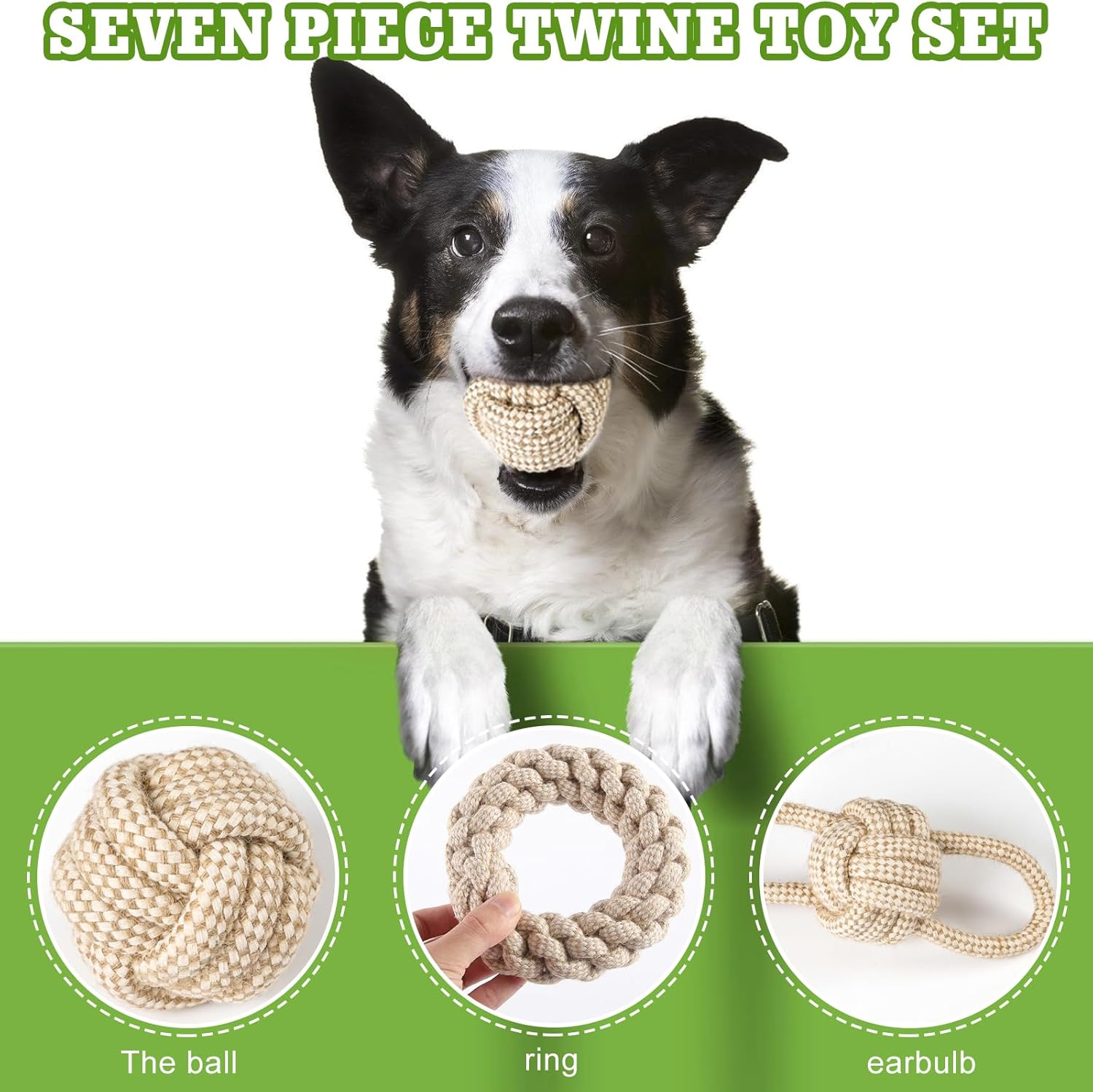 TOATELU Pack of 5 Dog Toy Rope: Chew Dog Toy Set with Knot Ball, Dog Interactive Toy, Dog Toy for Large Dogs, Medium Dogs, Small Dogs, Made of Natural Cotton image number 6