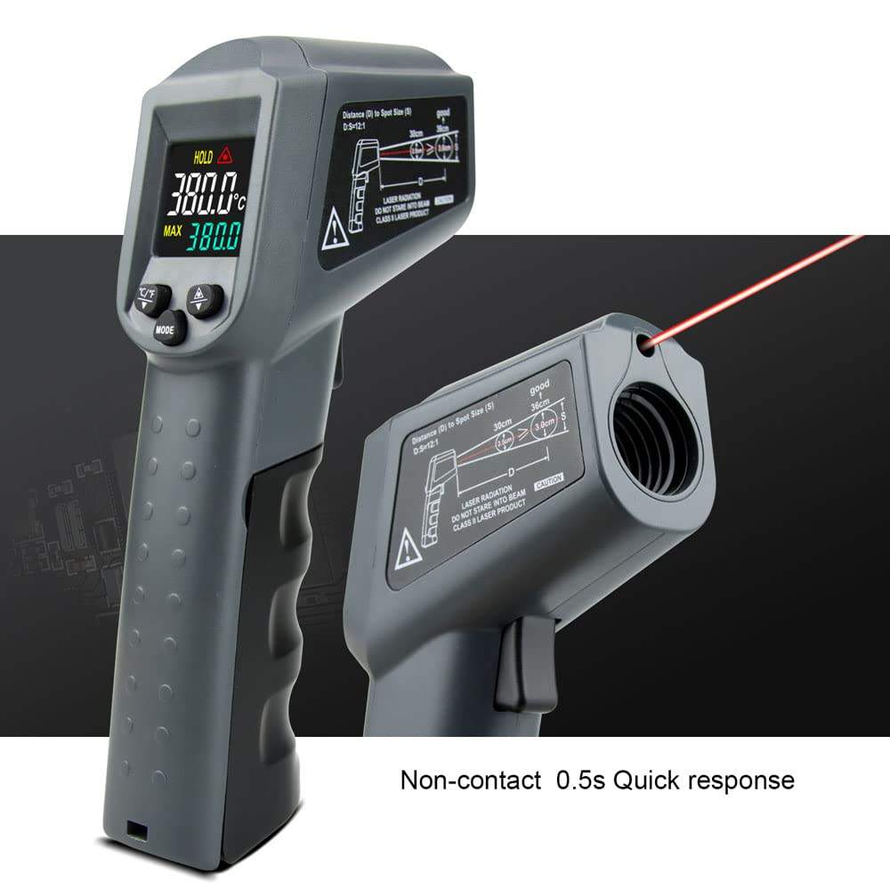 Digital Line Object Temperature Measureme Tool Handheld ℃ ℉ Switchable Measuring Device Multicolor KM-380AH image number 1