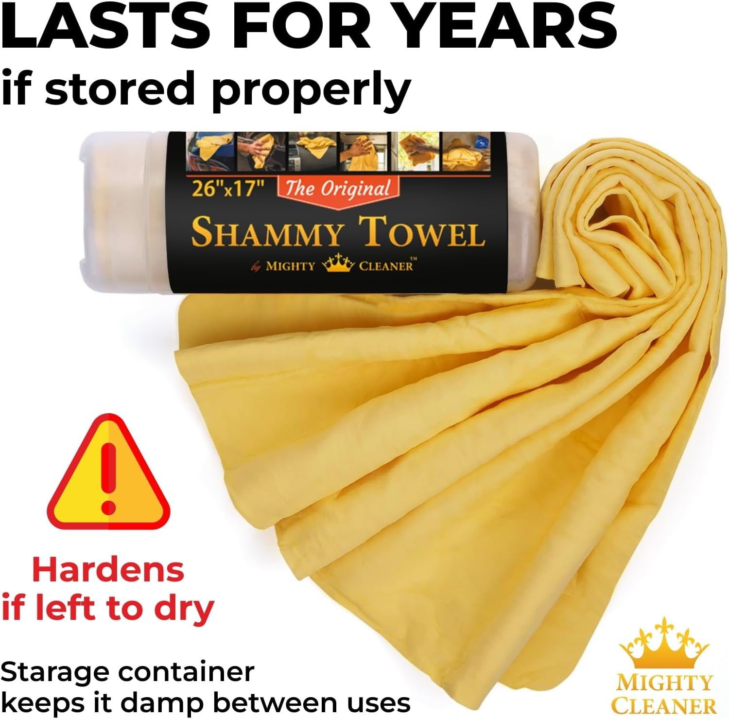 Premium Chamois Cloth Super Absorbent Reusable Shammy Towel - 26&rdquo;X17&rdquo; - Scratch-Free Car Shammy Towel with Storage Tube