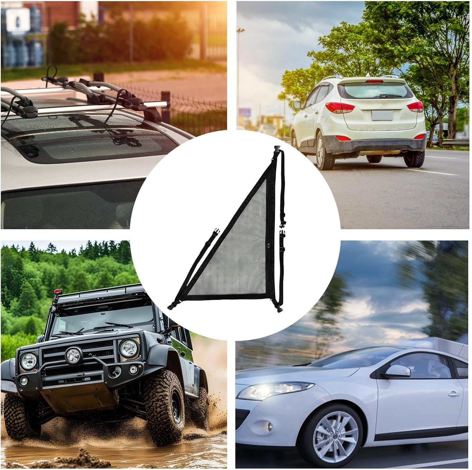Car Ceiling Storage Net | Triangle Mesh Storage Organizer - Adjustable Straps, Heavy-Duty, Space-Saving Automobile Interior Accessories for Outdoor Adventure Long Distance Travel image number 5