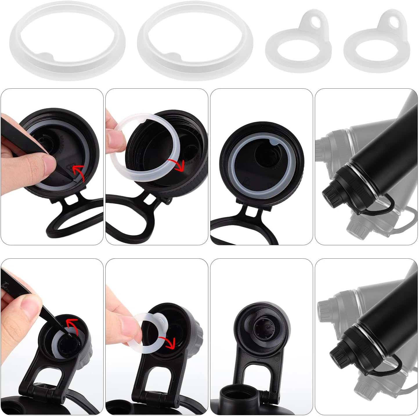 4Pcs Gasket Replacement for TAKEYA Actives, Silicone Sealing Ring Gaskets Seal Parts Leak-Proof Water Bottle Lid O Ring Replacement Compatible with TAKEYA Actives All OZ (Not for TAKEYA Originals) image number 2