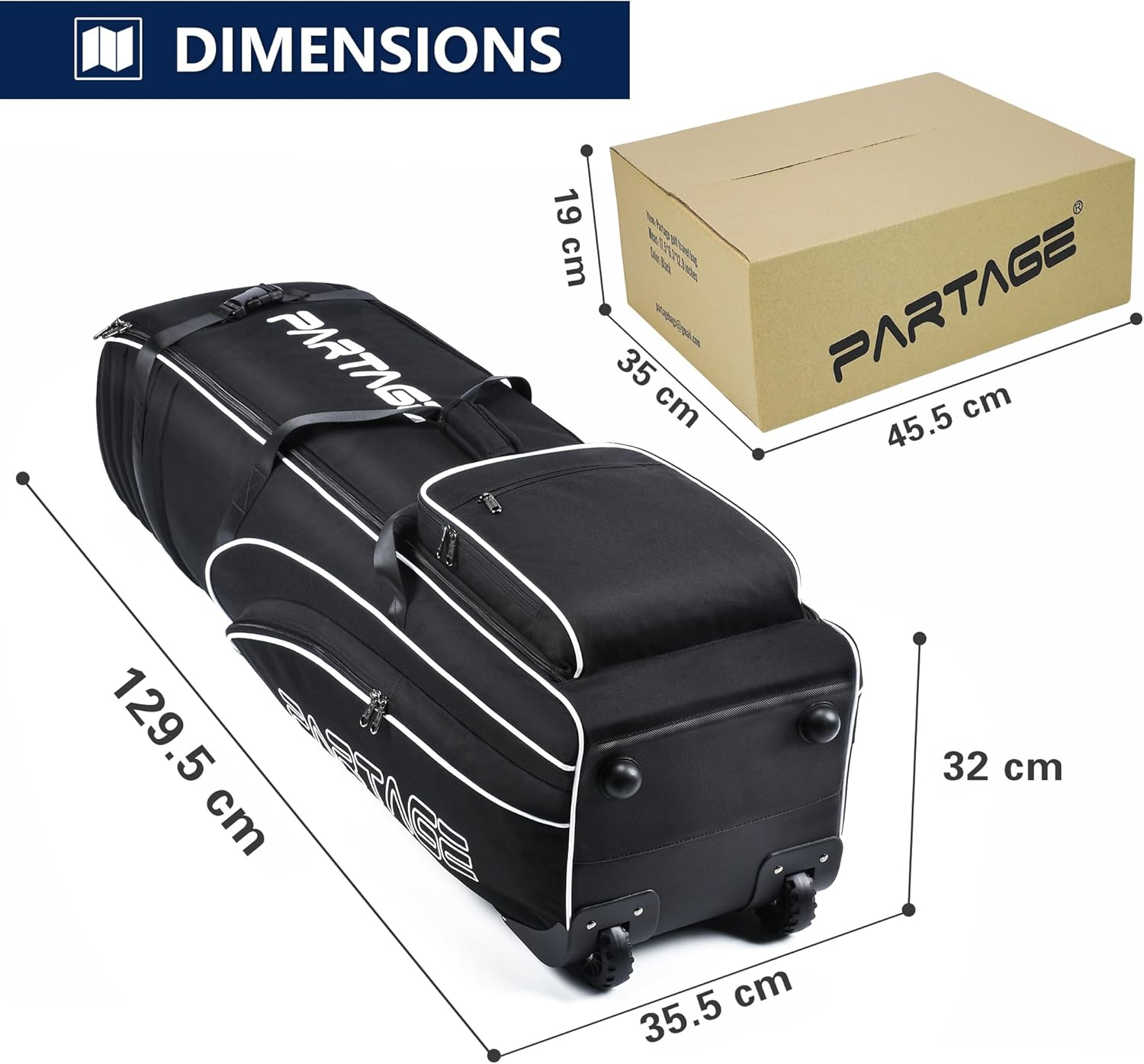 Golf Travel Bag with Wheels, 900D Heavy Duty Oxford Fabric Golf Travel Case for Airlines-Black image number 5