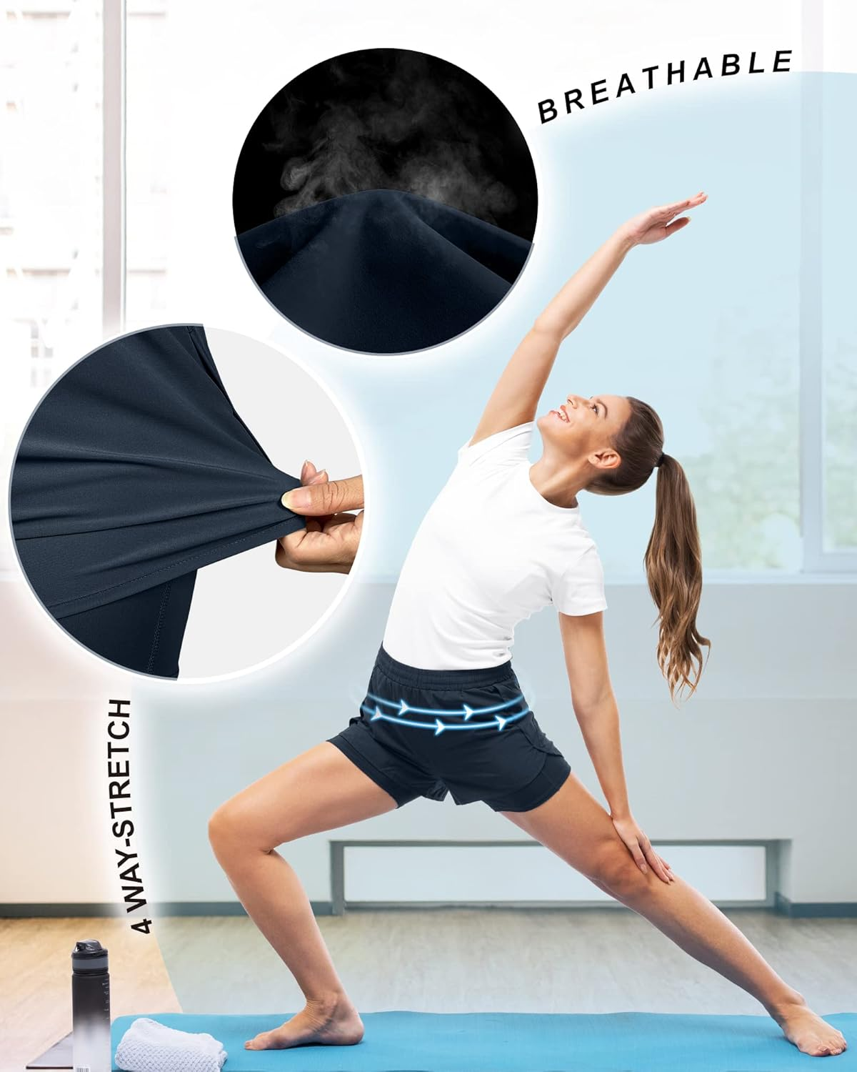 33,000Ft Women'S Running Shorts - Quick Dry, Breathable, Stretchable - Cobalt Blue image number 6