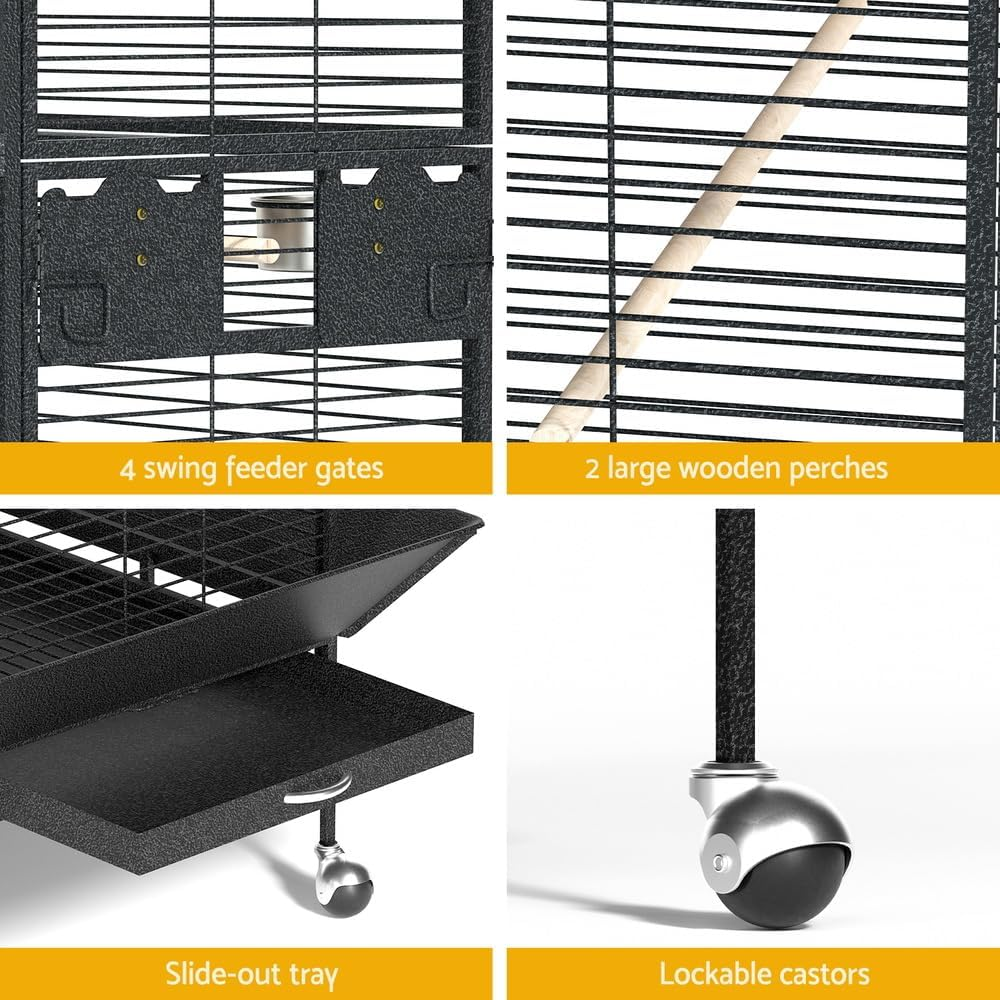 Large Jumbo Aviary Bird Cage Budgie Parrot Stand Wheels Corner Pet Supplies