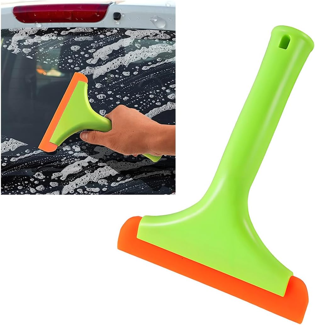 Small Silicone Window Squeegee, 5.9 Inch Car Windshield Water Blade Squeegee with Non-Slip Handle, All-Purpose Cleaning Squeegee for Car Windshield, Window, Mirror (Black)