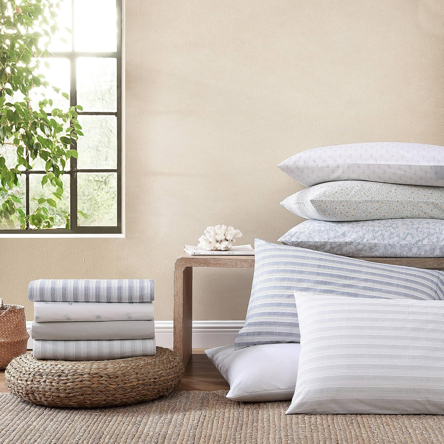 Tommy Bahama - Queen Sheets, Cotton Percale Bedding Set, Crisp & Cool, Stylish Home Decor (Crane Flower Green, Queen) image number 6