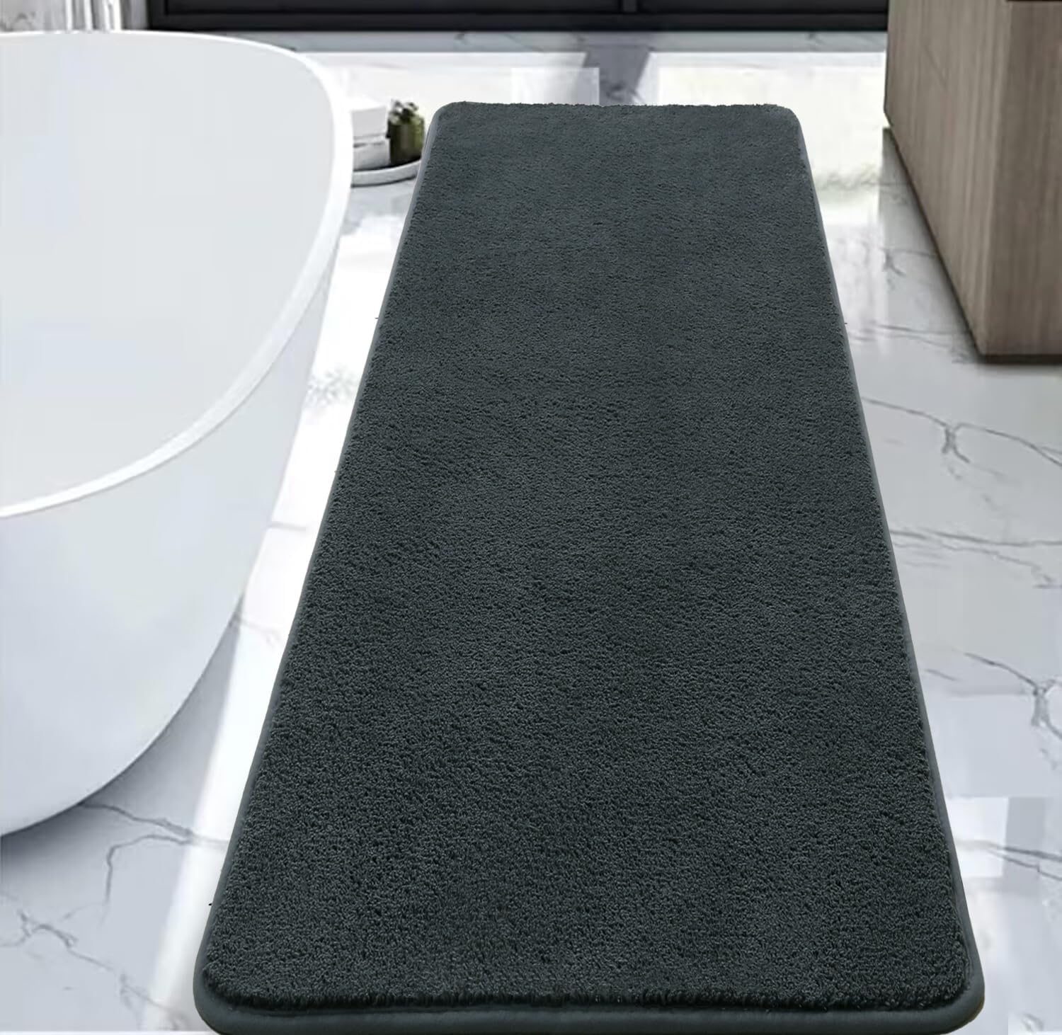 Rururug Bath Mat Sets 2 Piece Washable Microfiber Bathroom Mats New Point Plastic Non-Slip Bottom Bath Rug and Toilet Mat Set (Green, 50X80Cm+50X40Cm)