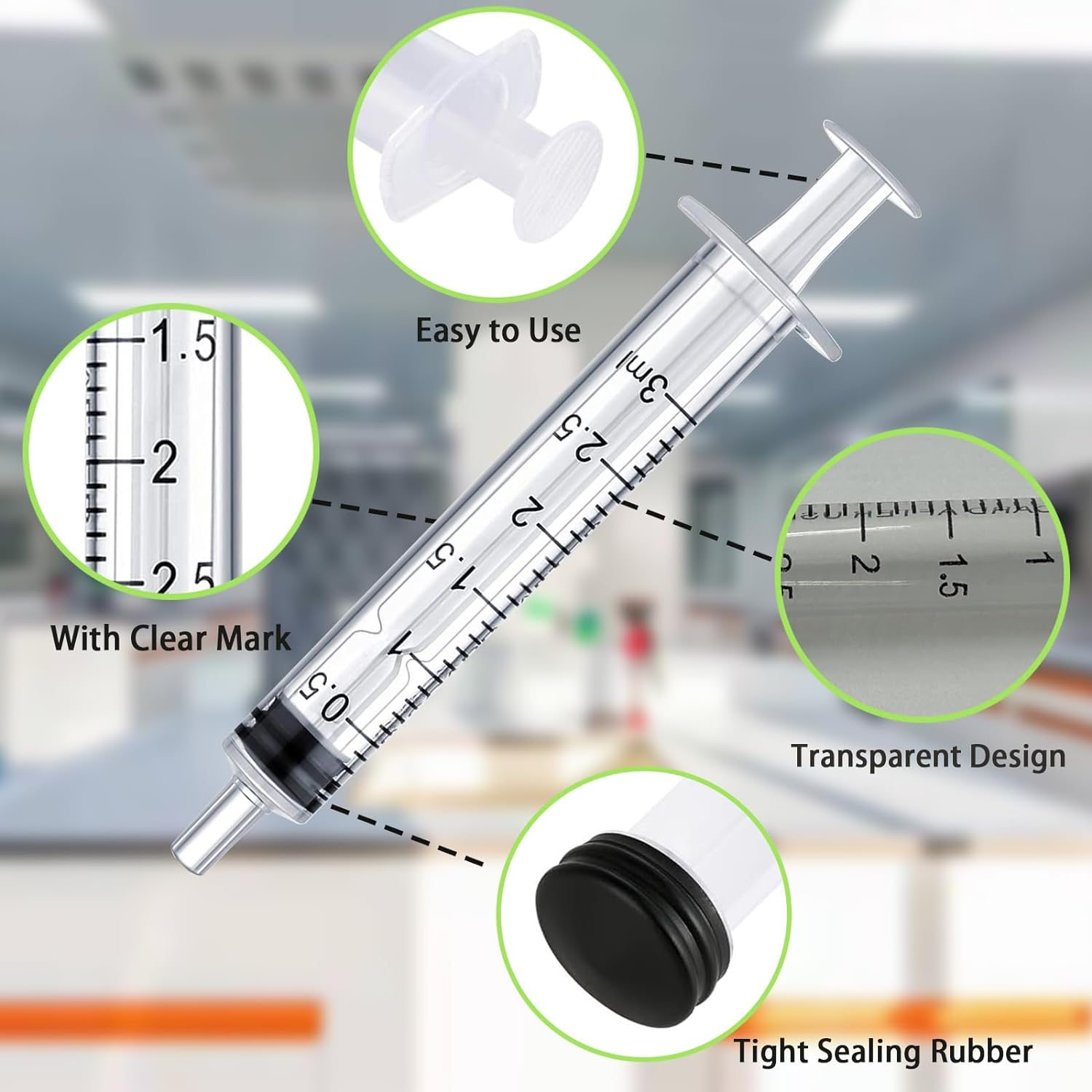 50Pcs 3Ml Bulk Plastic Syringe, without Needle, Liquid Measuring Syringe Tools with Measurement for Scientific Labs, Liquid Measuring, Industrial (Individually Sealed) image number 3